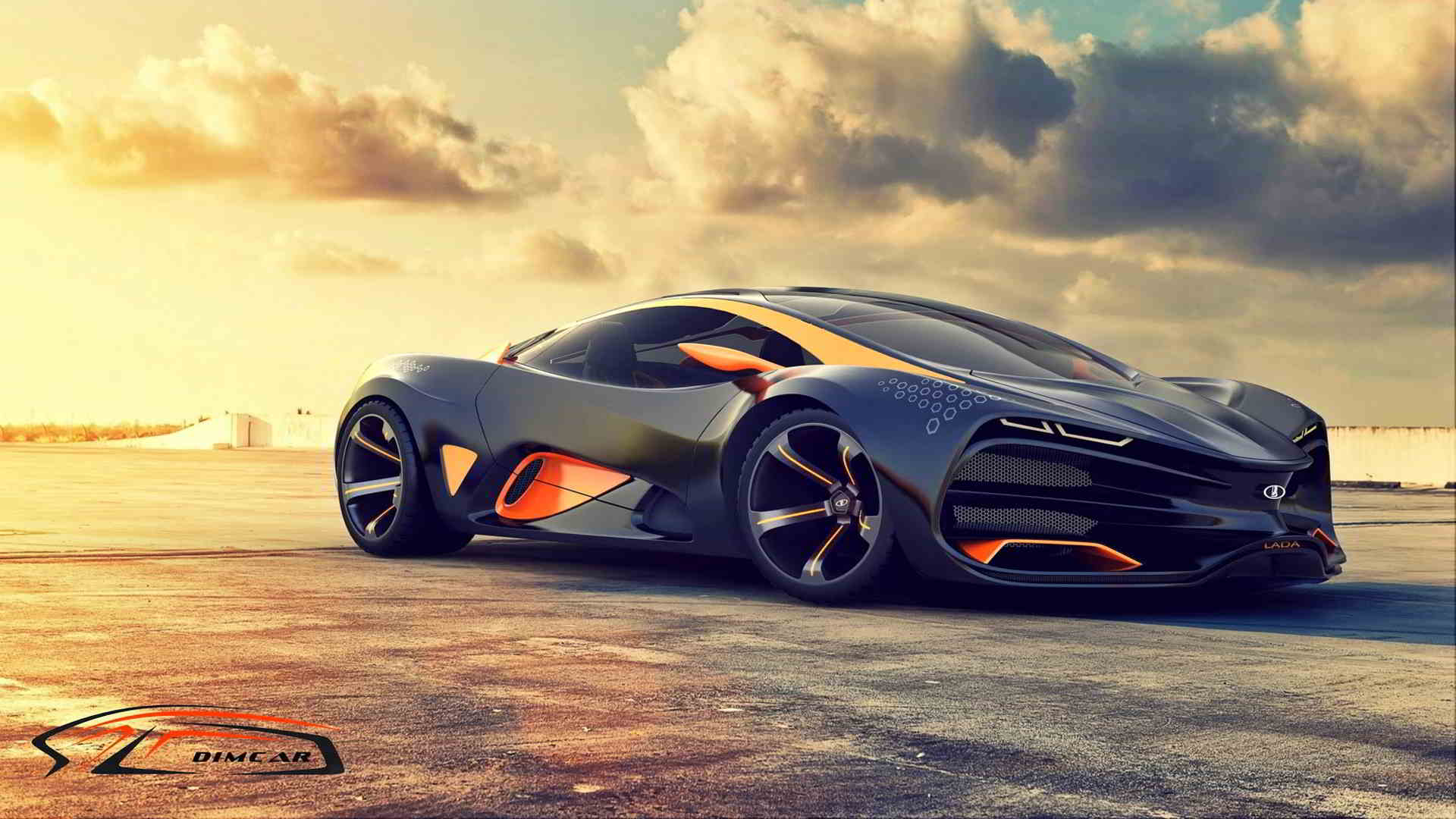 Auto sportiva concept nera arancione, 1920x1080 Full HD 1080p, Desktop