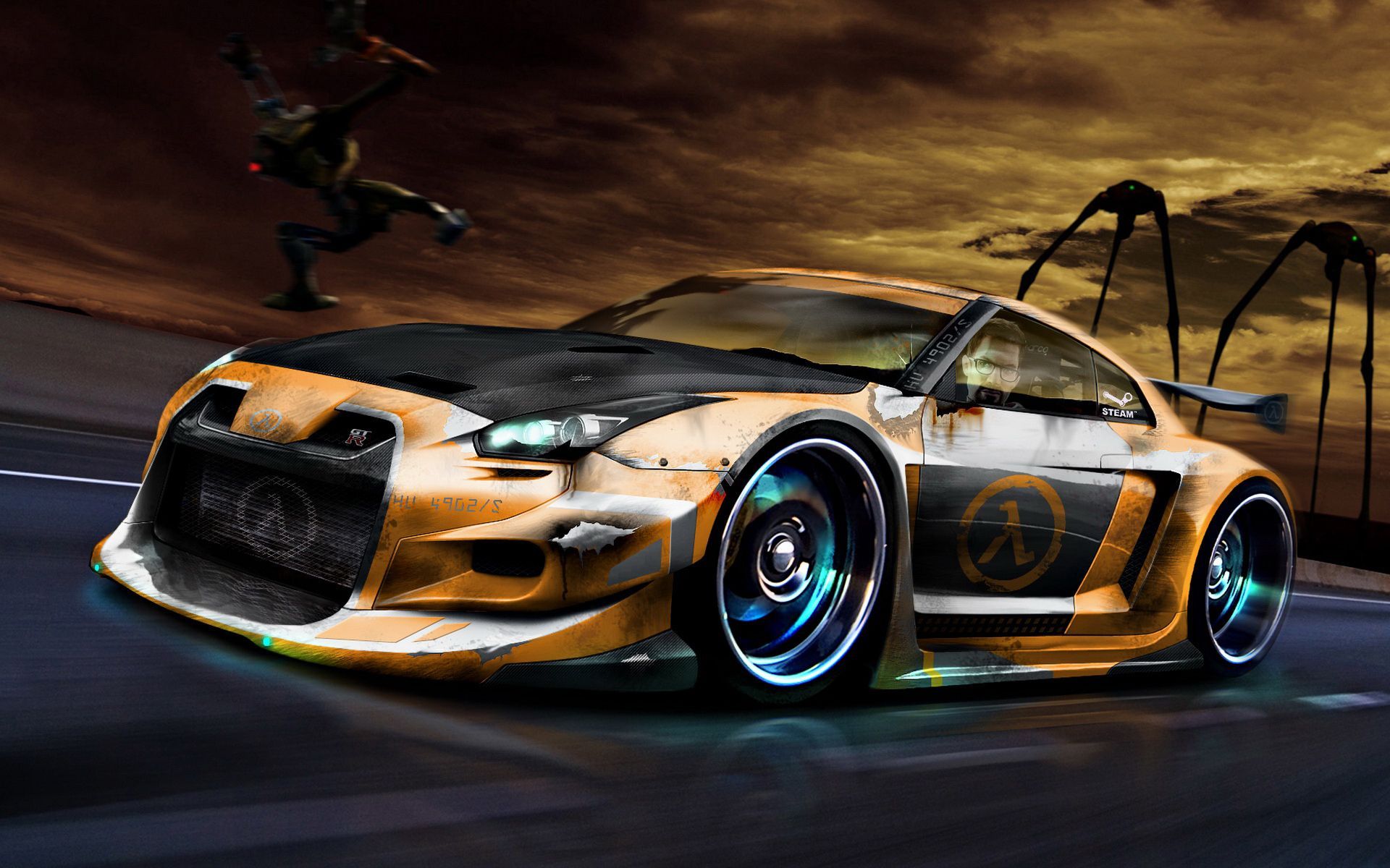 Auto sportiva dorata modificata, 1920x1200 WUXGA, Desktop