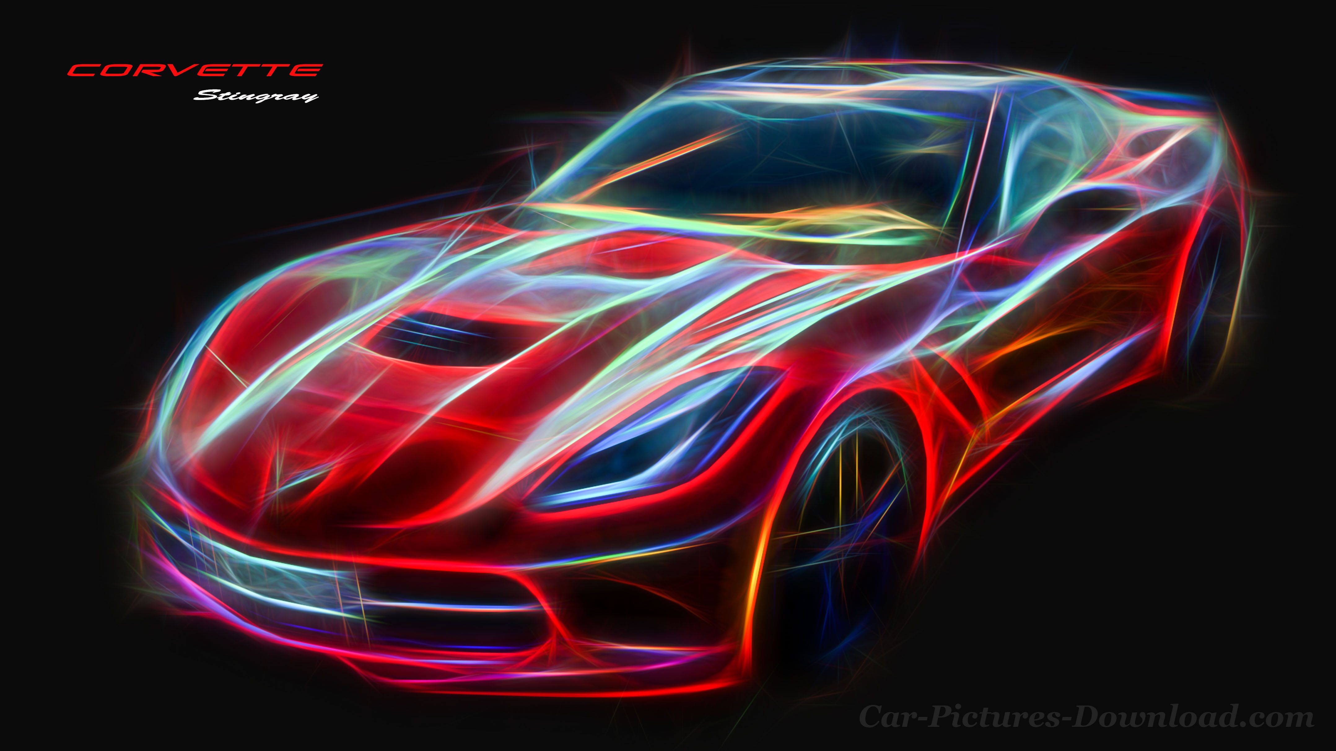 Corvette Stingray effetto neon, 4314x2426 Ultra HD, 4K TV