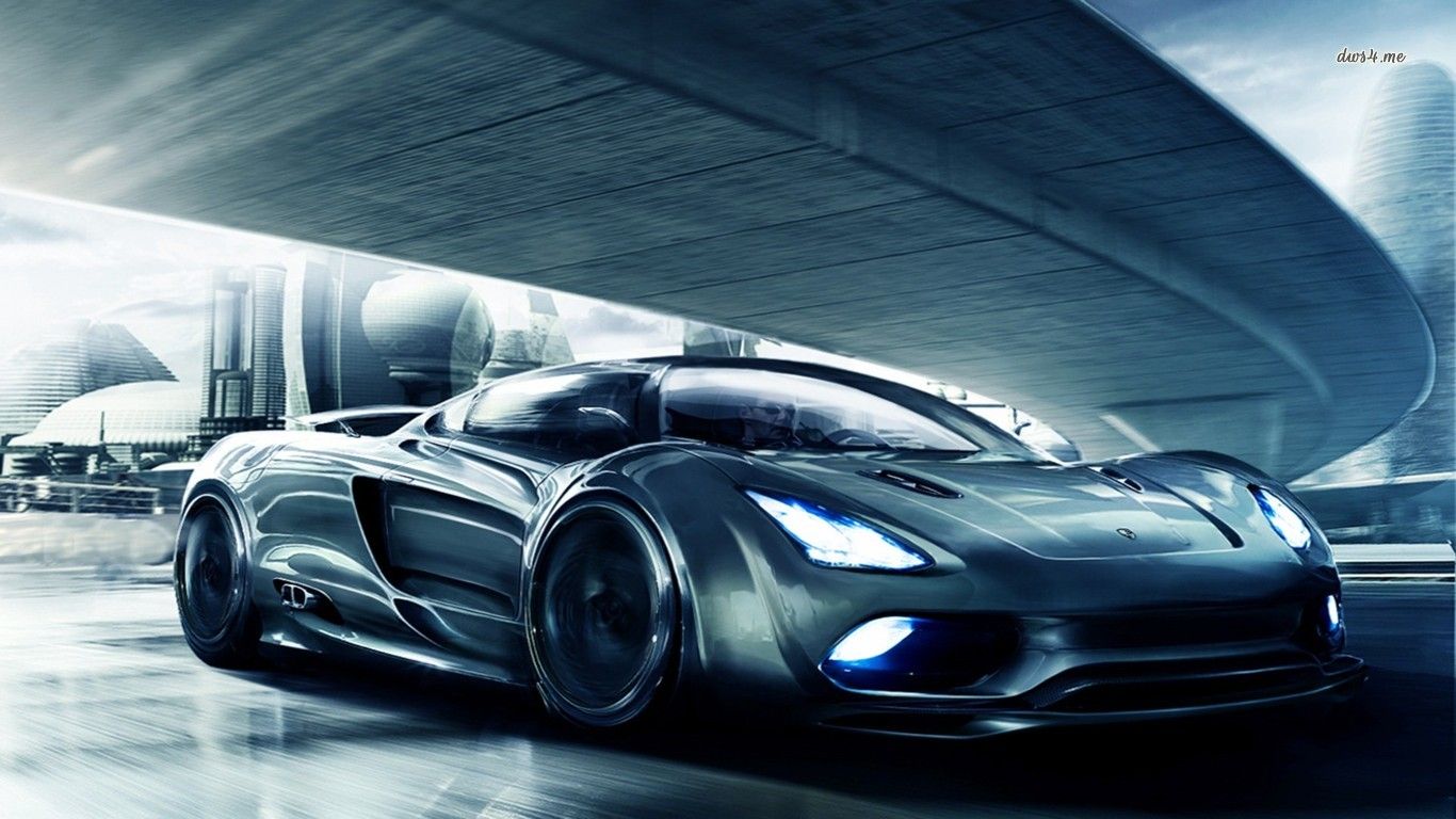 Auto sportiva grigia sotto ponte, 1366x768 HD, PC Desktop