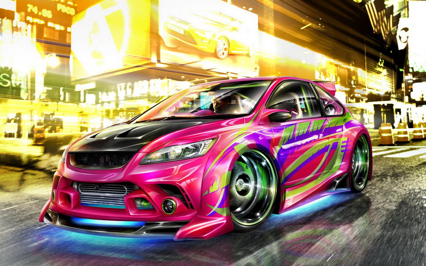 Auto sportiva rosa neon, 1440x900 HD, Desktop