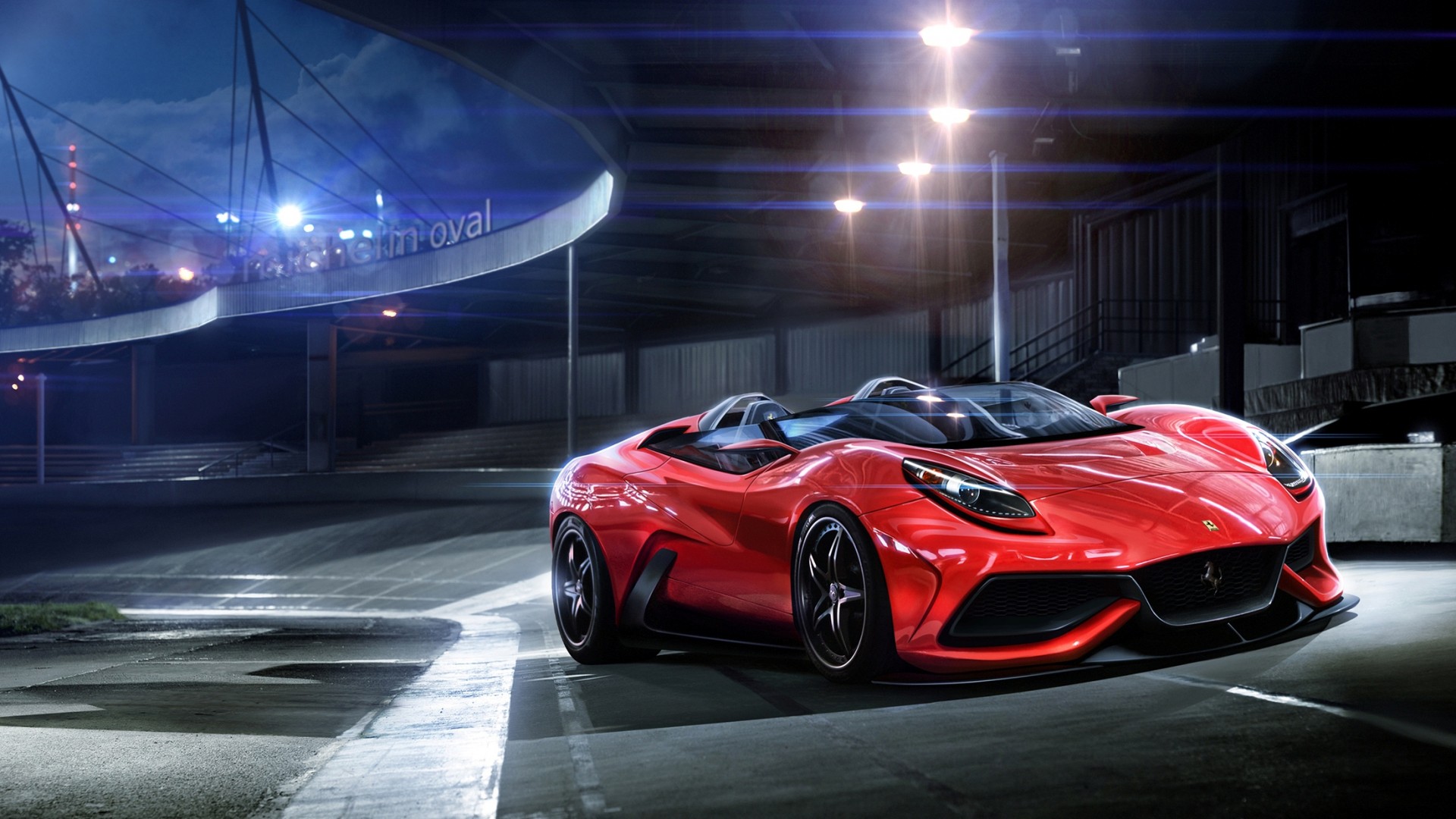 Auto sportiva rossa di notte, 1920x1080 Full HD 1080p, Desktop