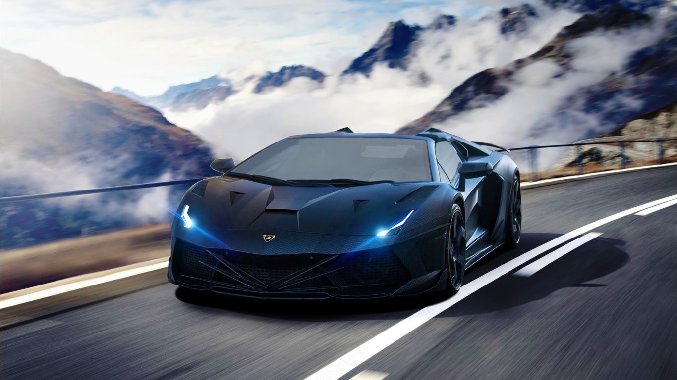 Auto sportiva blu su montagna, 1366x768 HD, Desktop