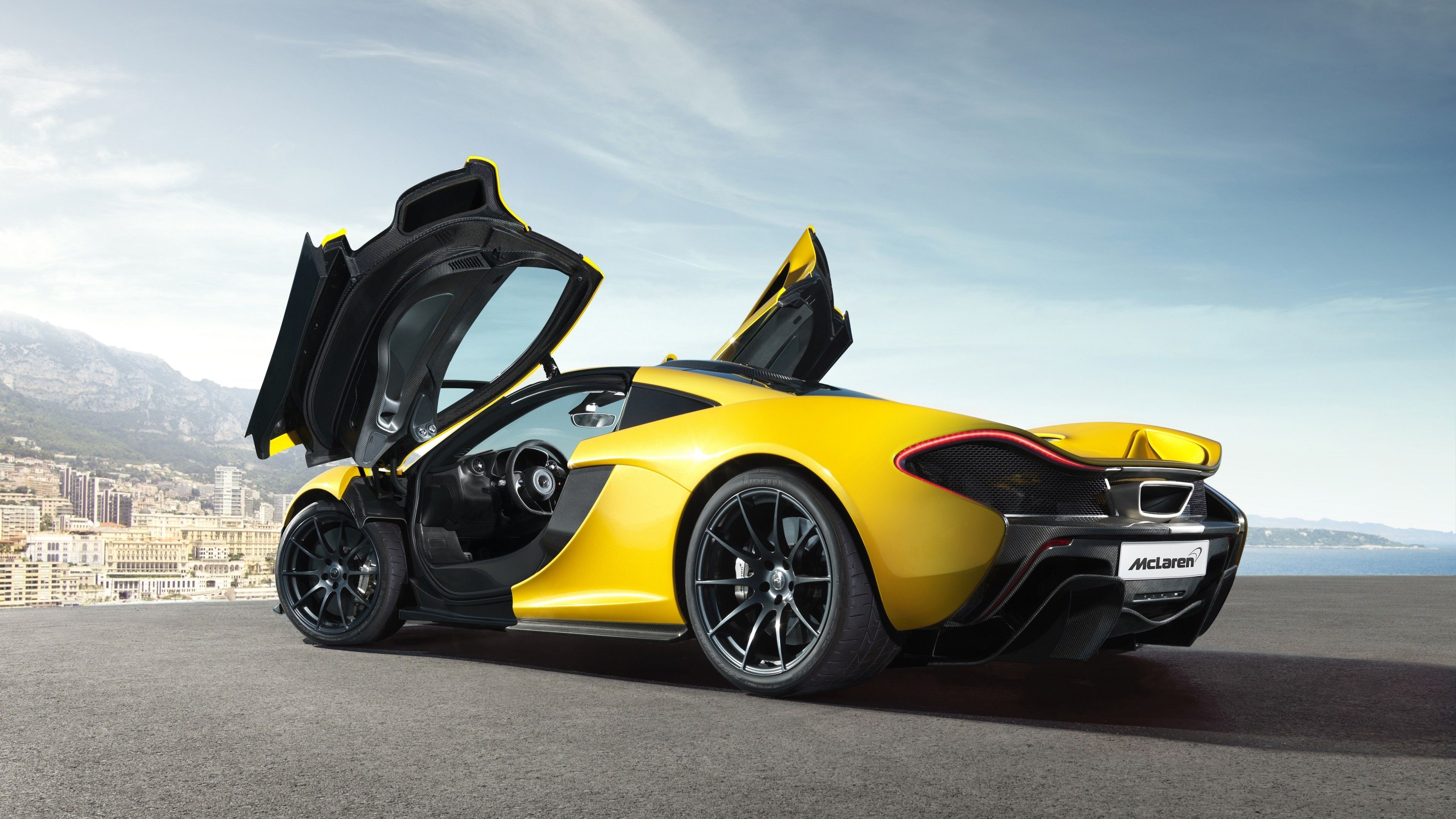 McLaren P1 gialla portiere aperte, 3840x2160 UHD, PC 4K