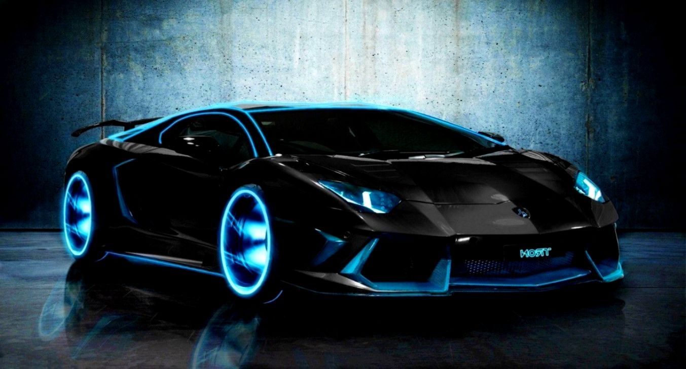 Lamborghini nera con luci blu, 1353x729 720p, Laptop