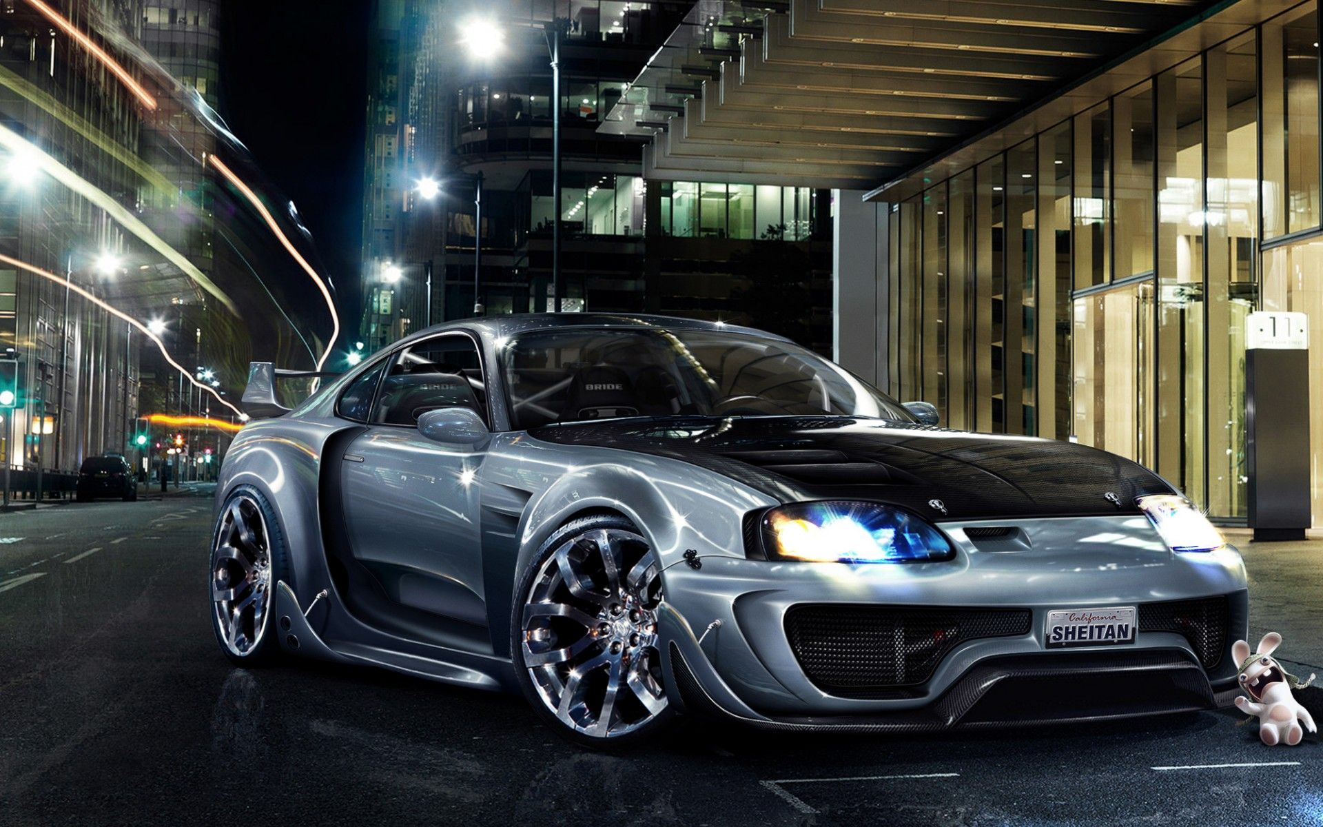 Toyota Supra grigia tuning notturna, sportiva giapponese, 1920x1200 Full HD+ WUXGA, Desktop