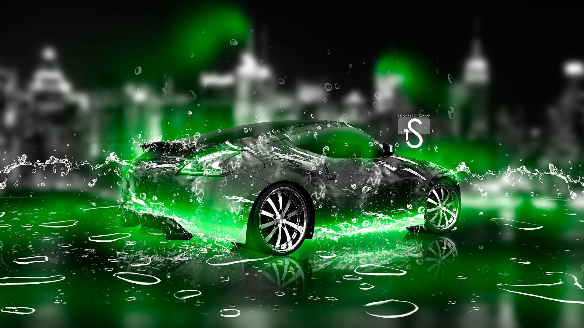 Auto sportiva verde neon acqua, 1920x1080 Full HD, Desktop