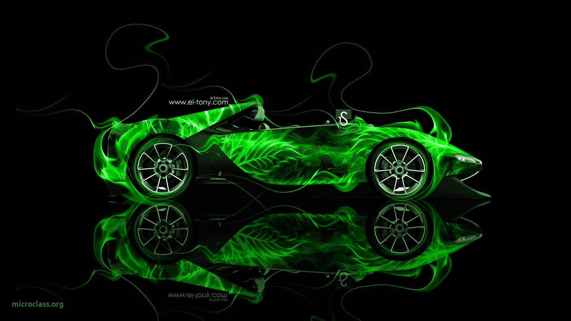 Auto sportiva fiamme verdi neon, 1920x1080 Full HD, Laptop