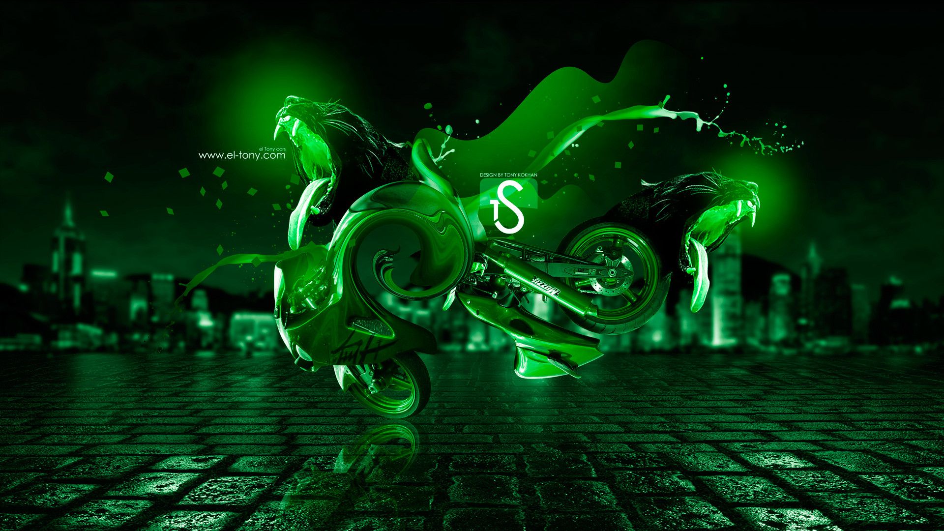 Auto astratta liquida verde neon, 1920x1080 Full HD 1080p, Desktop