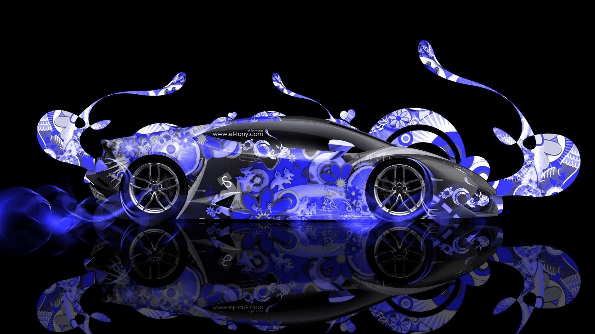 Auto sportiva blu neon astratta, 1920x1080 Full HD, Desktop