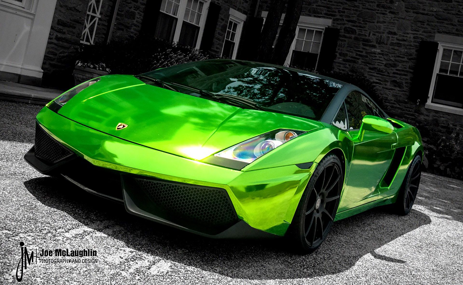 Lamborghini verde neon cromata, Sant'Agata Bolognese, 1920x1183 Full HD, Desktop