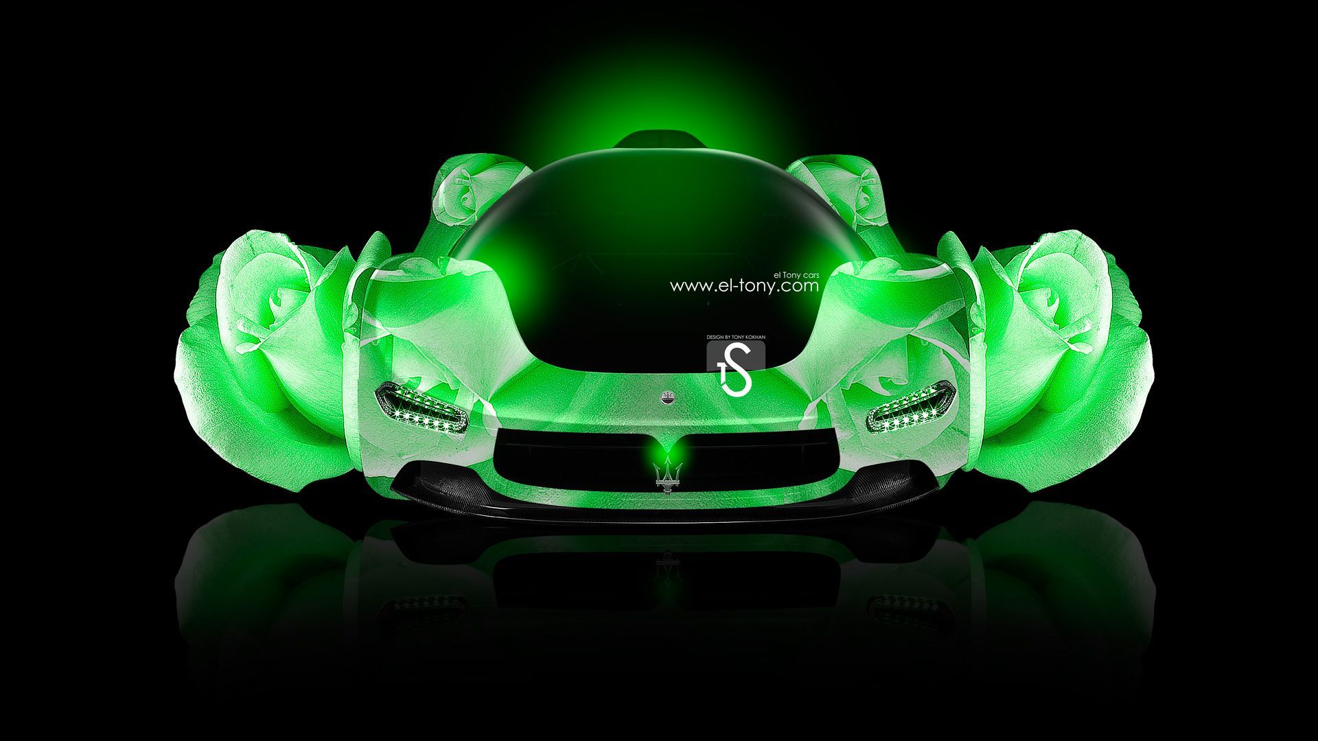 Auto sportiva fiamme verdi neon, 1920x1080 1080p, Laptop