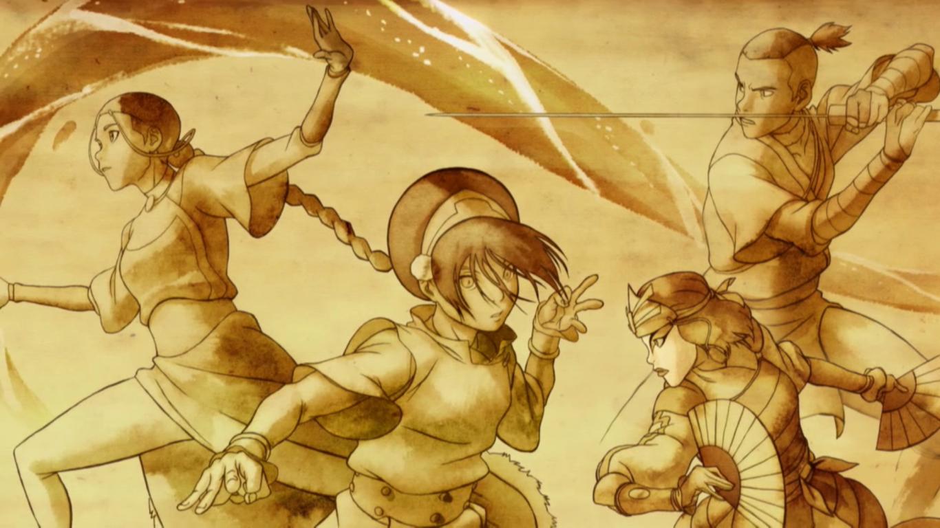 Avatar Aang personaggi seppia, 1280x800 HD, Desktop