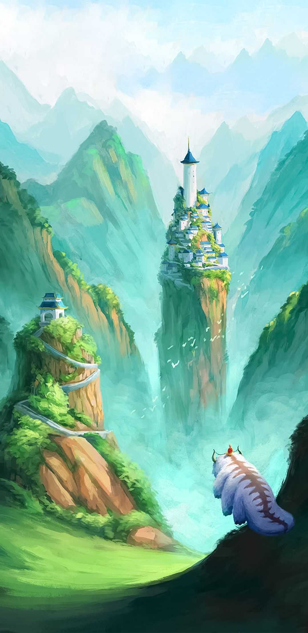 Appa vola tra montagne verdi, 1080x2218 Verticale, Android