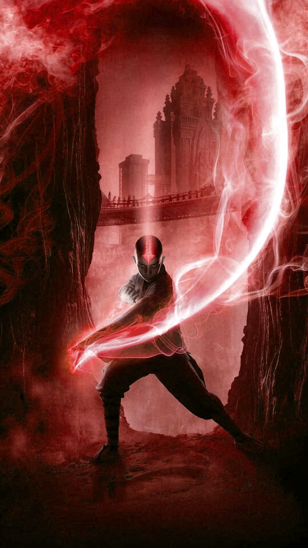 Aang Avatar energia rossa, 1080x1920 Full HD Verticale, Smartphone