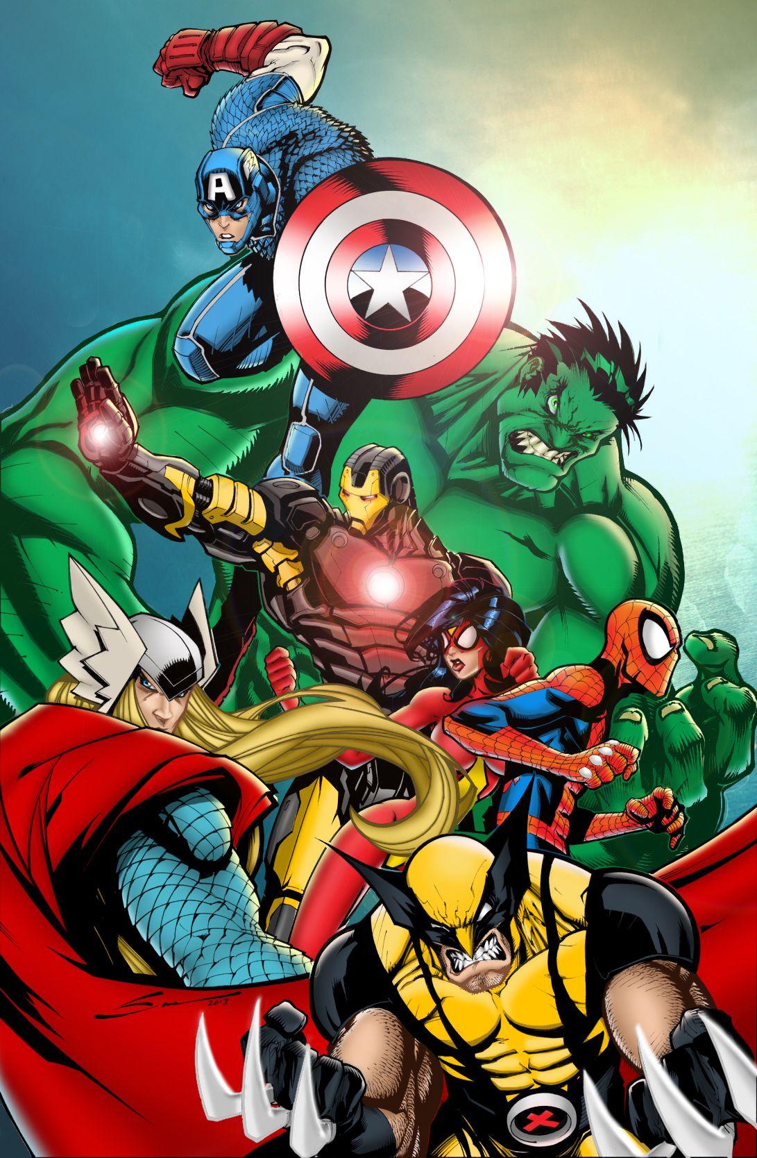Avengers cartoon eroi Marvel, 1091x1668 Full HD Verticale, iPhone