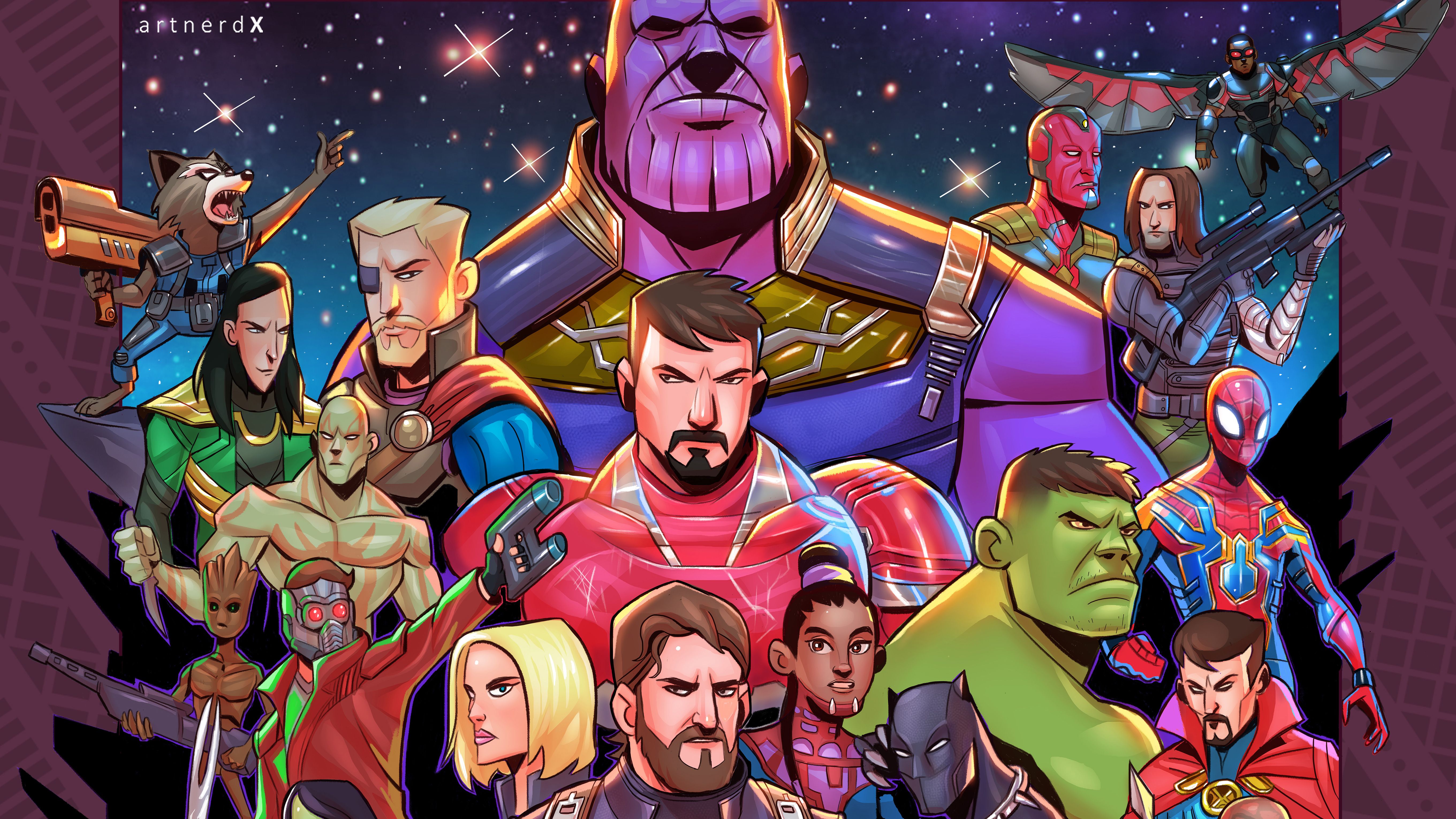 Avengers Infinity War stile cartone, 5440x3060 4K Ultra HD, Monitor 4K