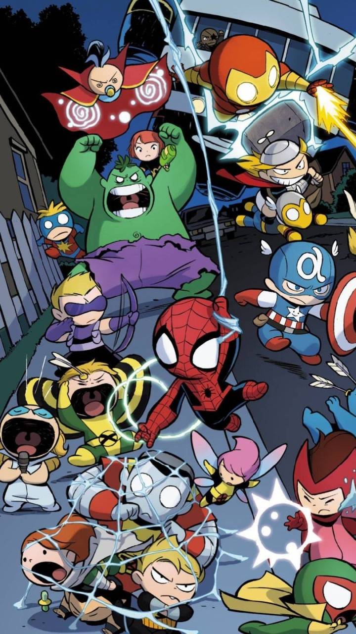 Avengers versione chibi cartoon, 720x1280 Full HD Verticale, iPhone