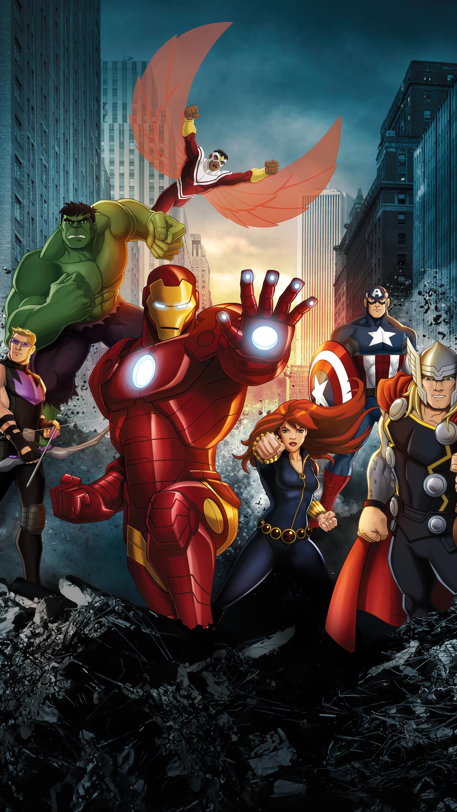 Personaggi animati Avengers Marvel, 1536x2732 Verticale, Mobile