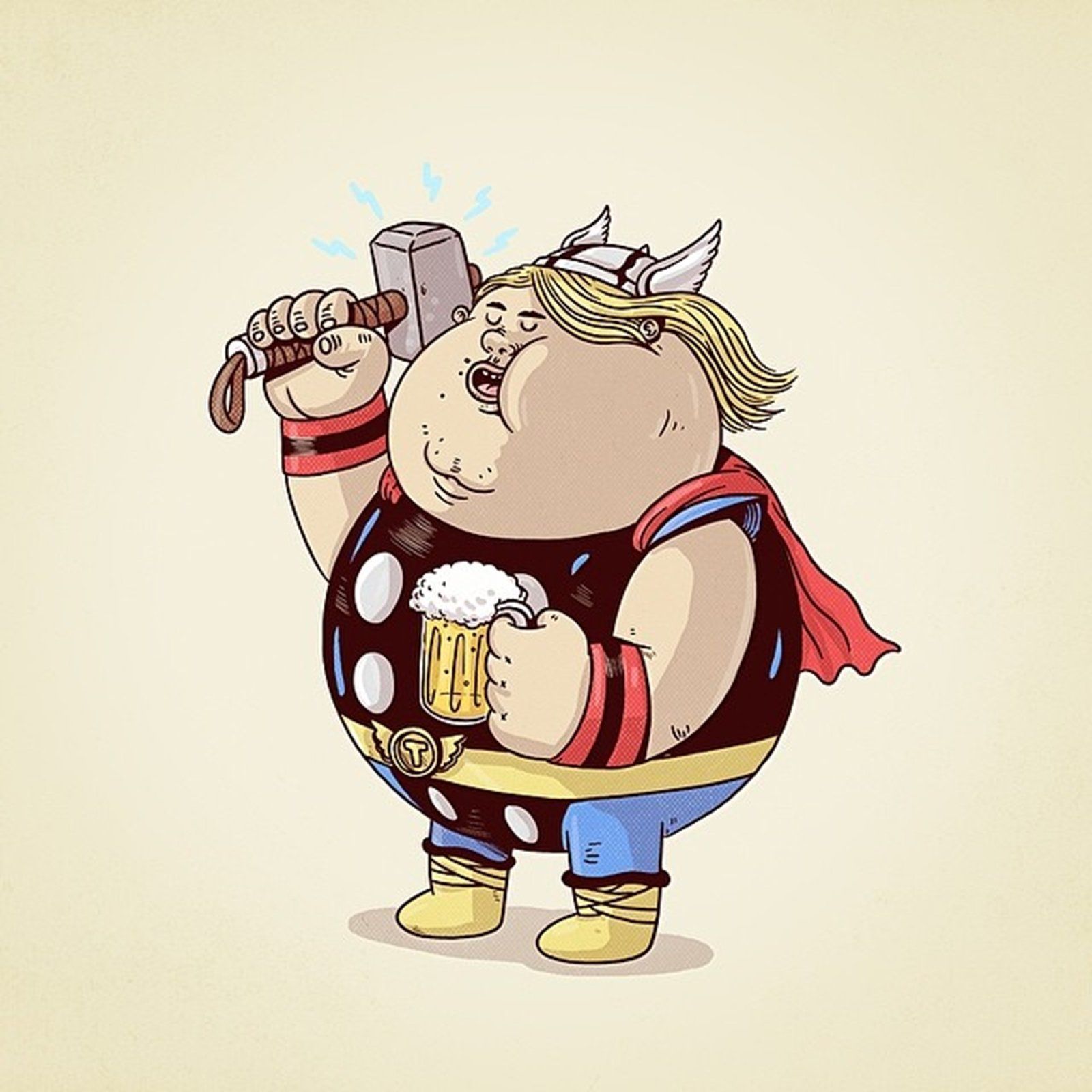 Thor grassottello cartoon Avengers, 1600x1600 900p, Laptop