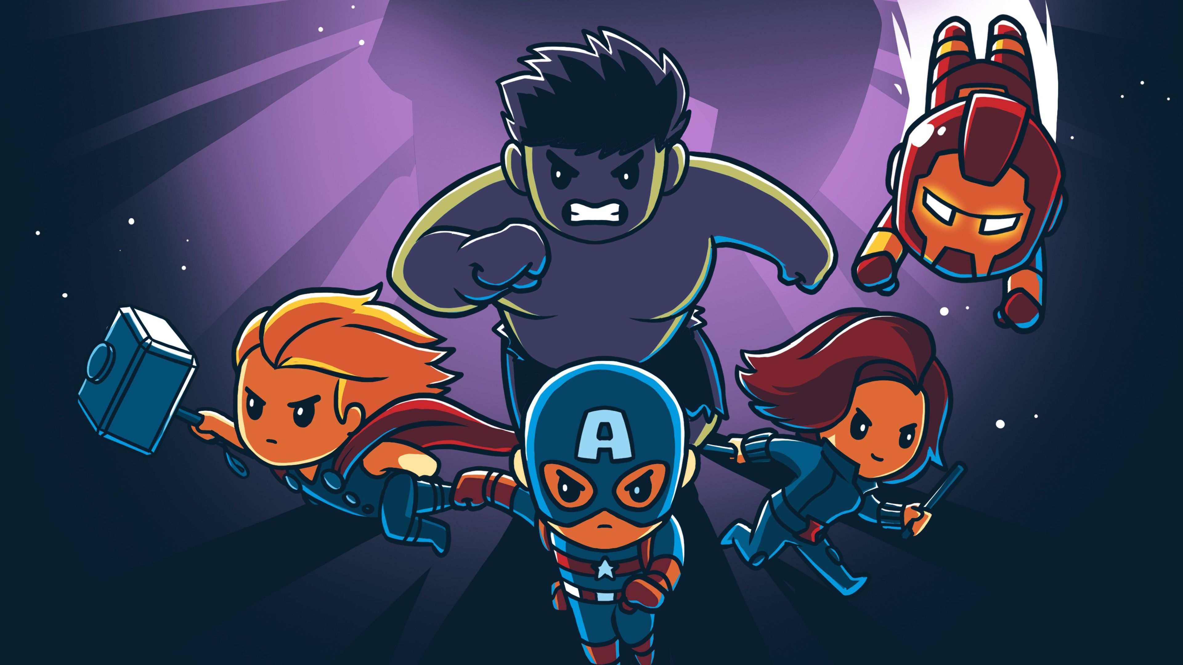 Avengers animati stile cartoon, 3840x2160 4K, Desktop 4K