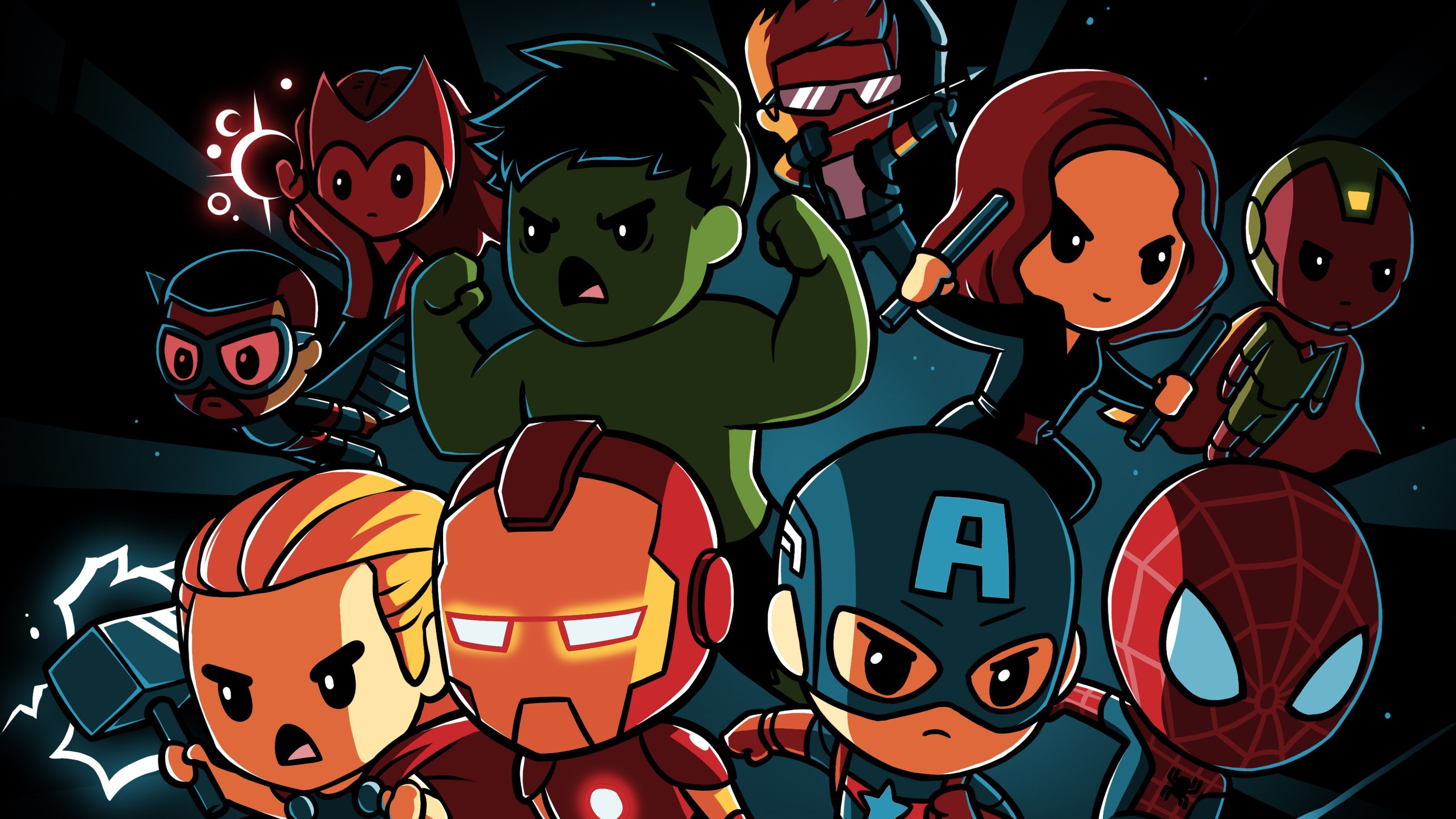 Avengers animati stile chibi, 4200x2362 4K, Desktop 4K