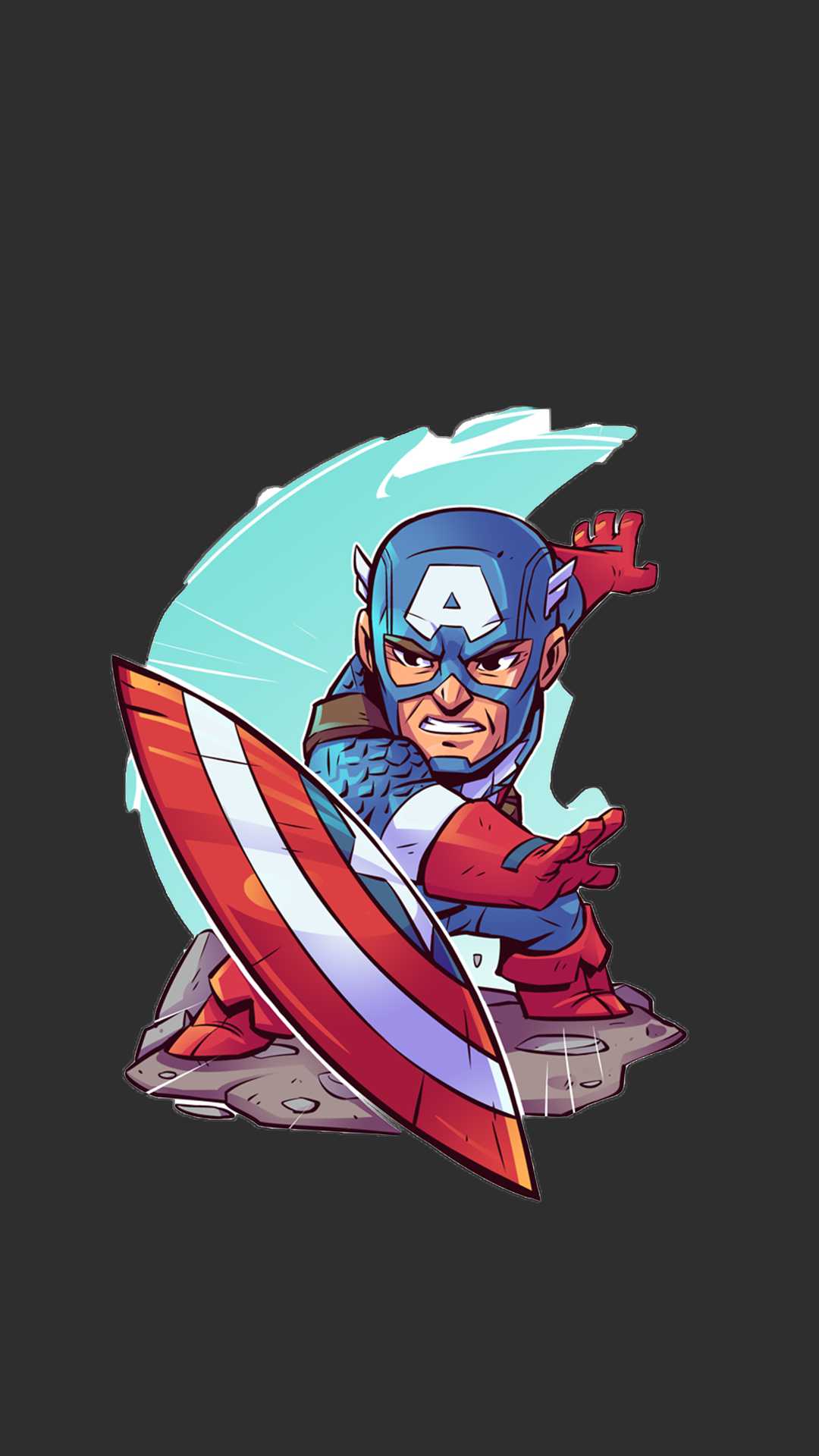 Captain America animato con scudo, Steve Rogers, 1080x1920 Verticale, Telefono