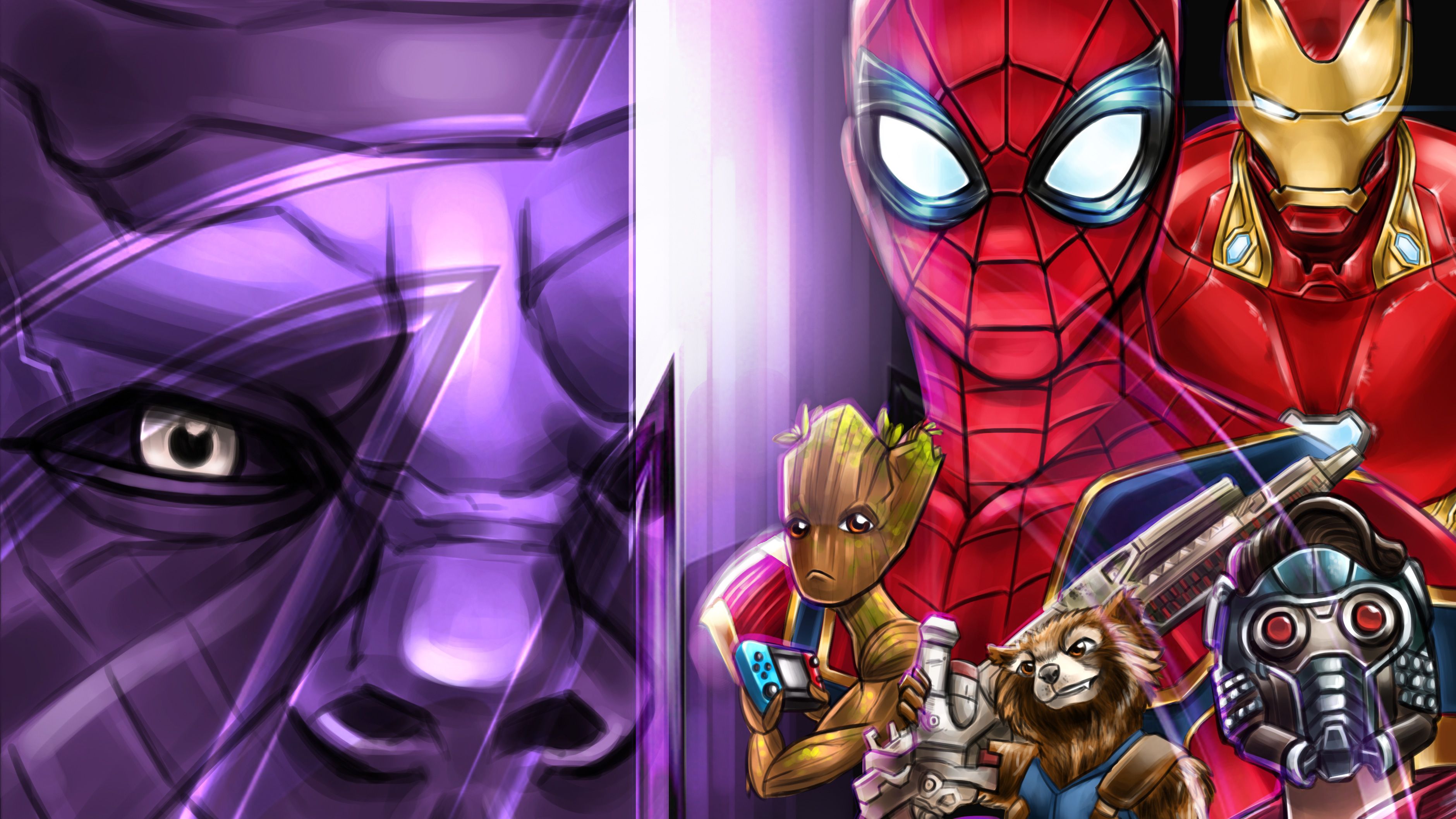 Avengers animati con Thanos, 3760x2115 WQXGA, Desktop