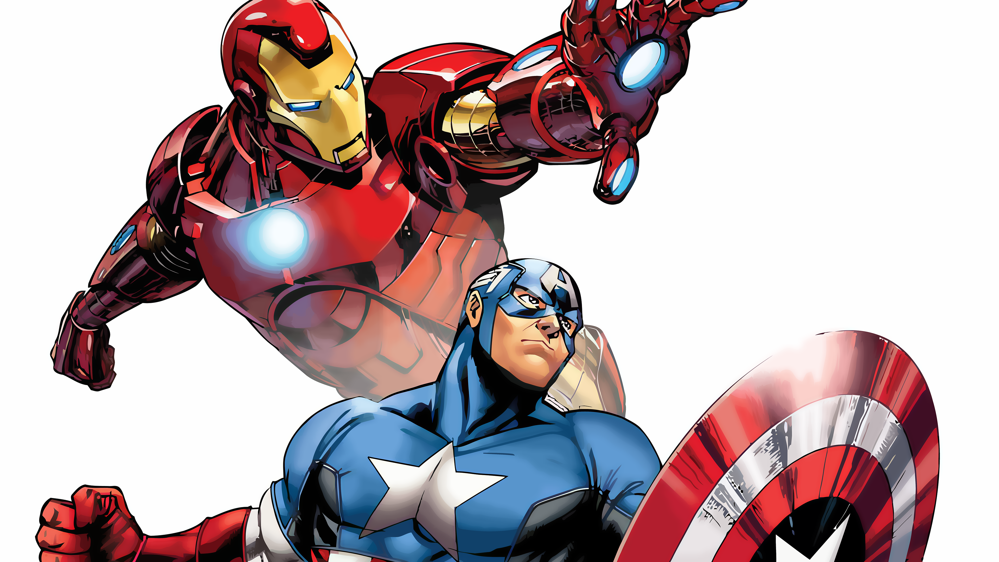 Iron Man e Captain America animati, Tony Stark, 3840x2160 Ultra HD, 4K TV