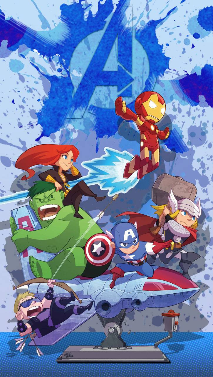 Avengers cartoon personaggi Marvel, MCU, 725x1280 Full HD Verticale, iPhone