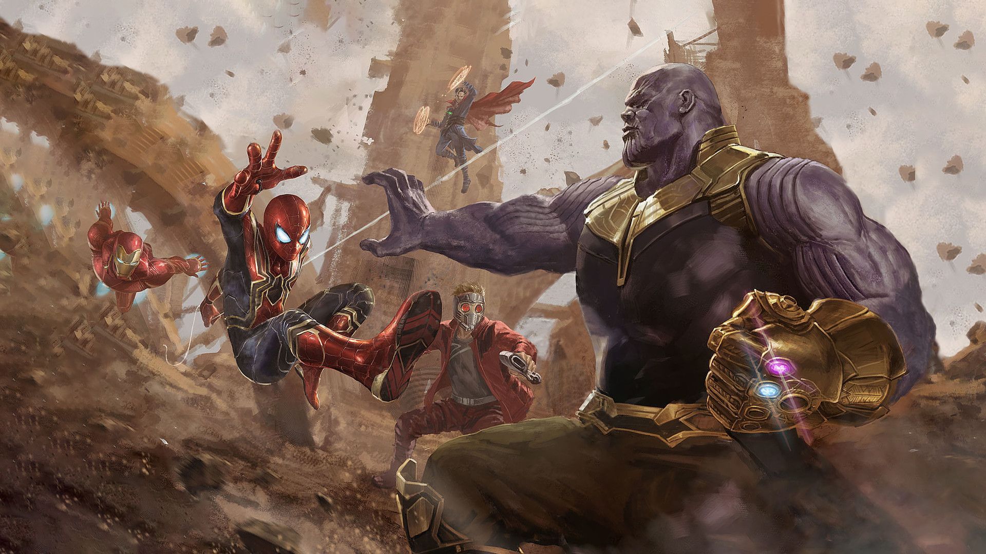 Thanos contro Spider-Man Iron Man, Uomo Ragno, 1920x1080 Full HD 1080p, Desktop