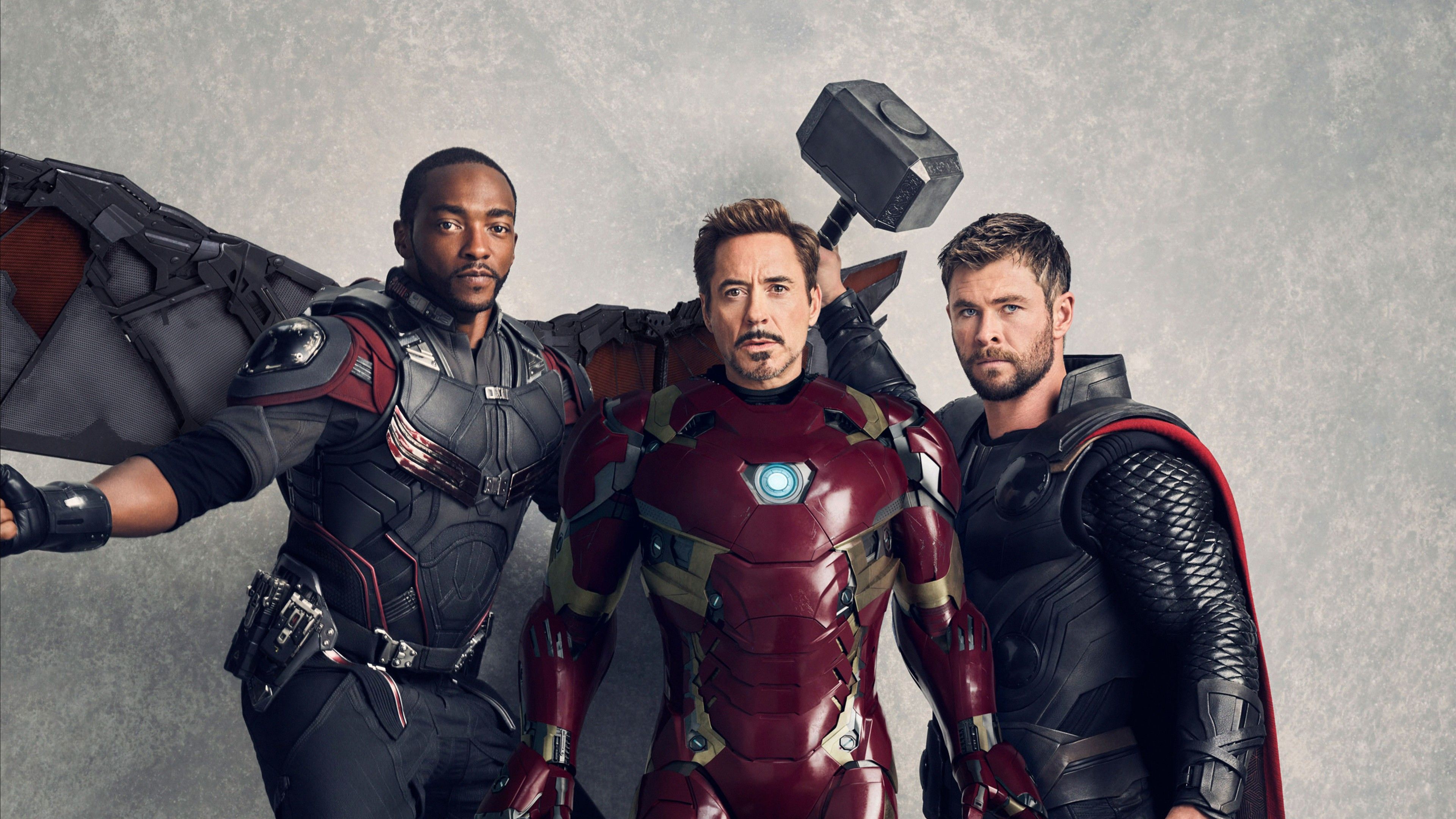 Iron Man, Thor e Falcon, Tony Stark, 3840x2160 4K, Desktop 4K