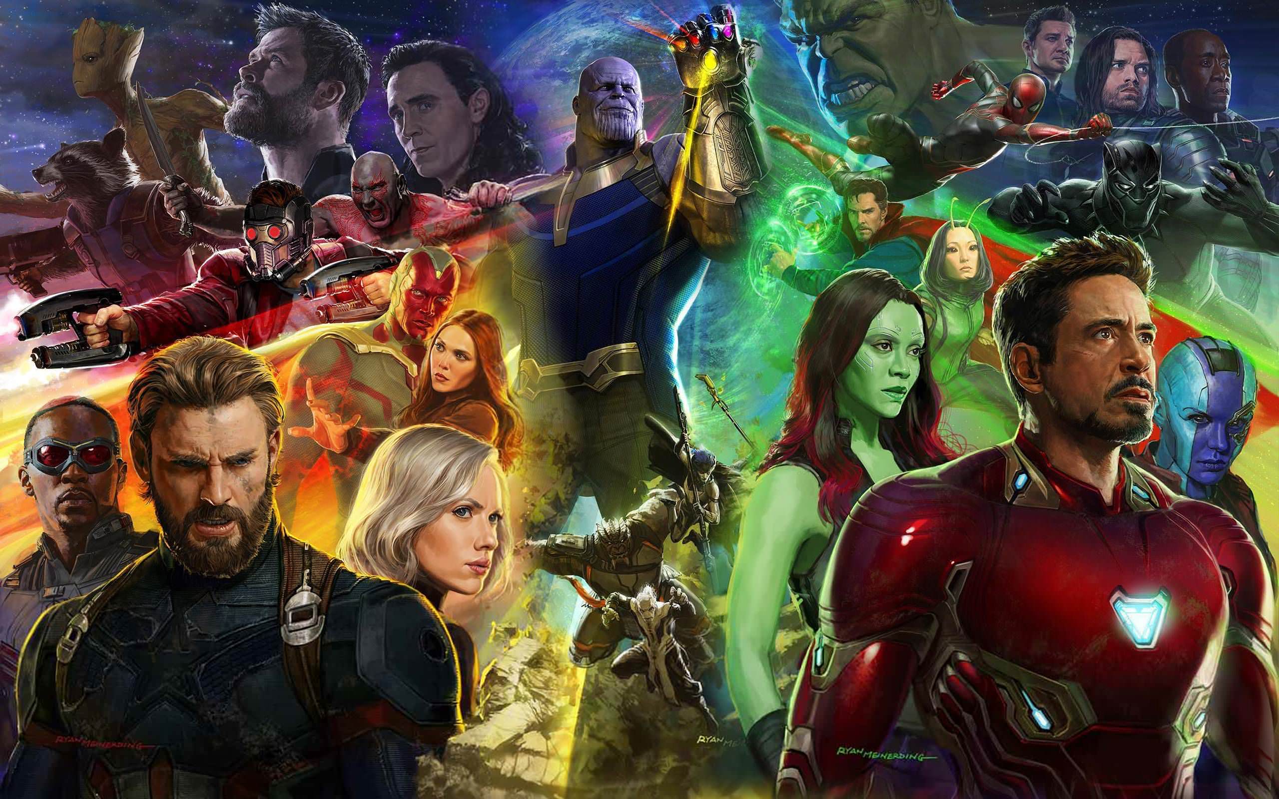Avengers Infinity War collage personaggi, 2560x1600 2K, MacBook Pro