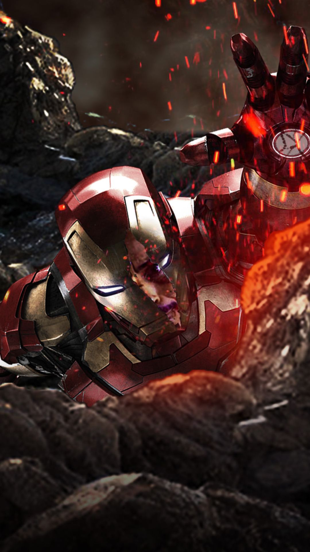 Iron Man tra macerie, 1080x1920 Verticale, Telefono