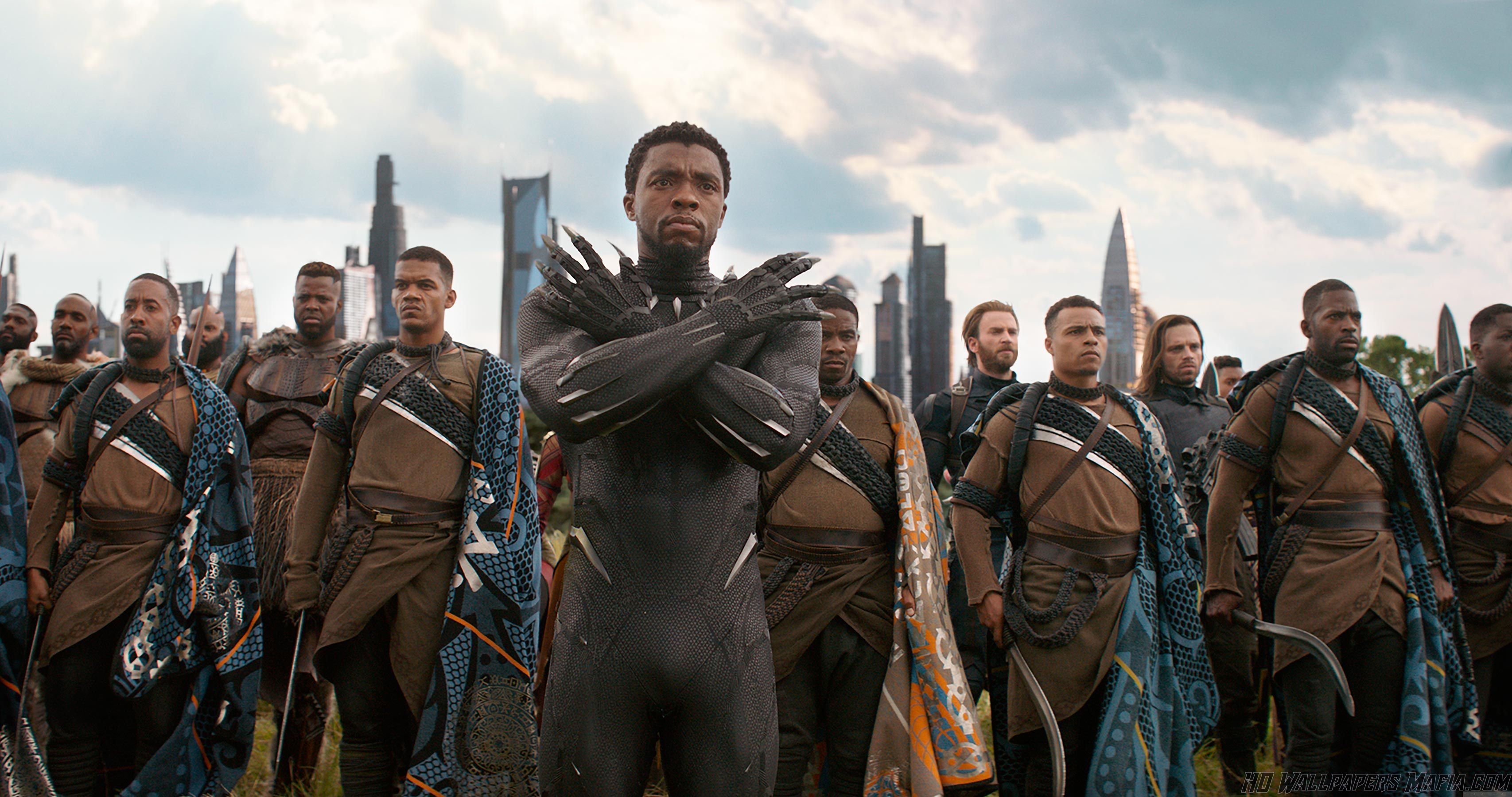 Black Panther con esercito Wakanda, 3413x1800 2K, Desktop