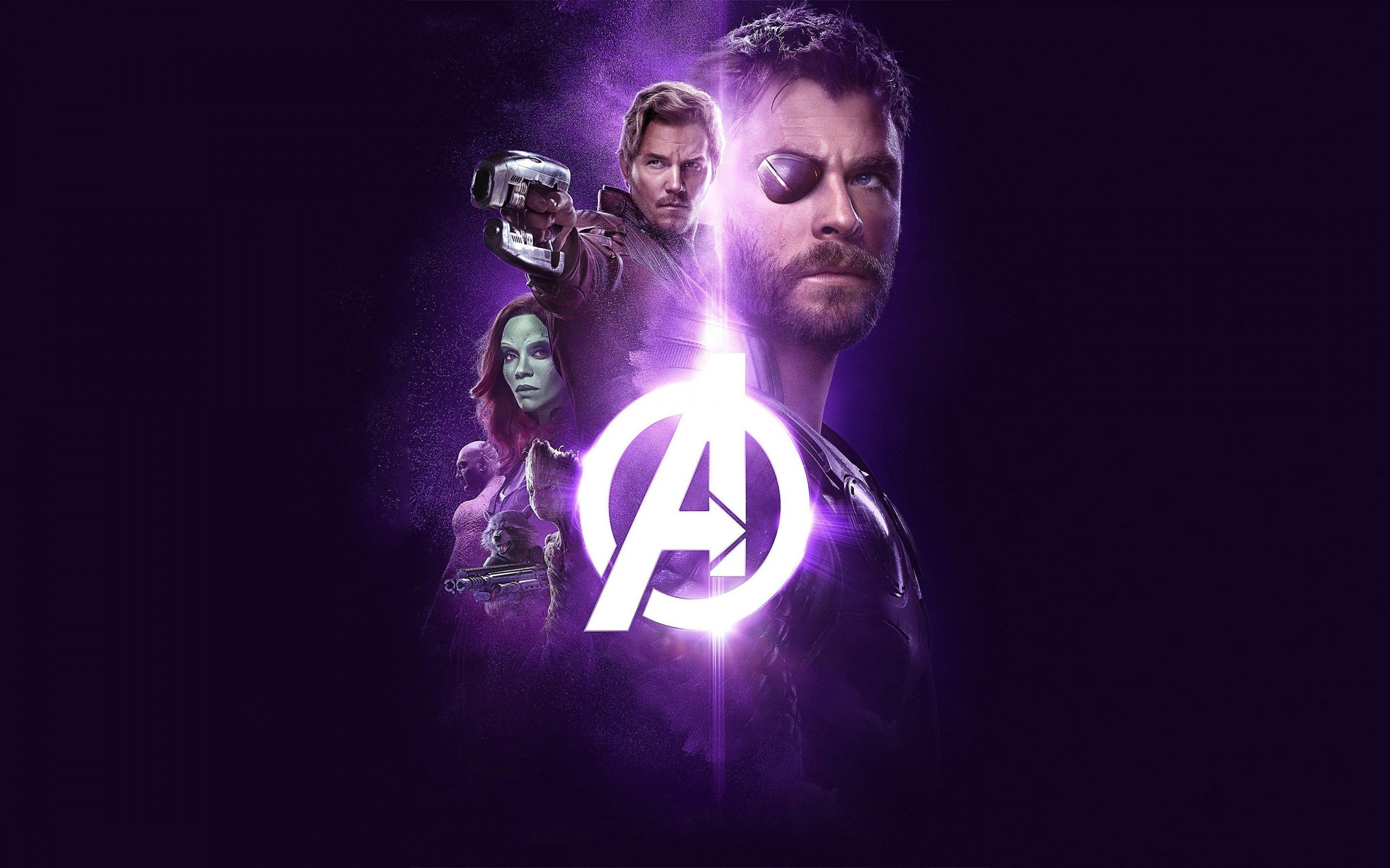 Avengers Infinity War logo personaggi, 2880x1800 2K, Desktop
