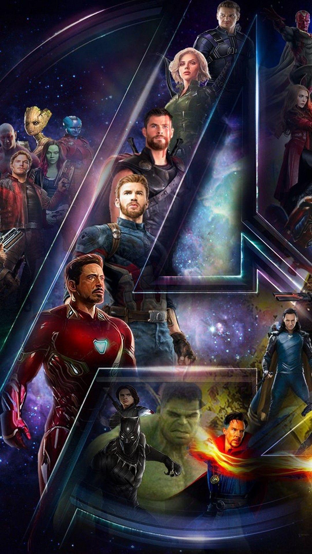 Personaggi Avengers logo A, Marvel, 1080x1920 Verticale, iPhone Pro
