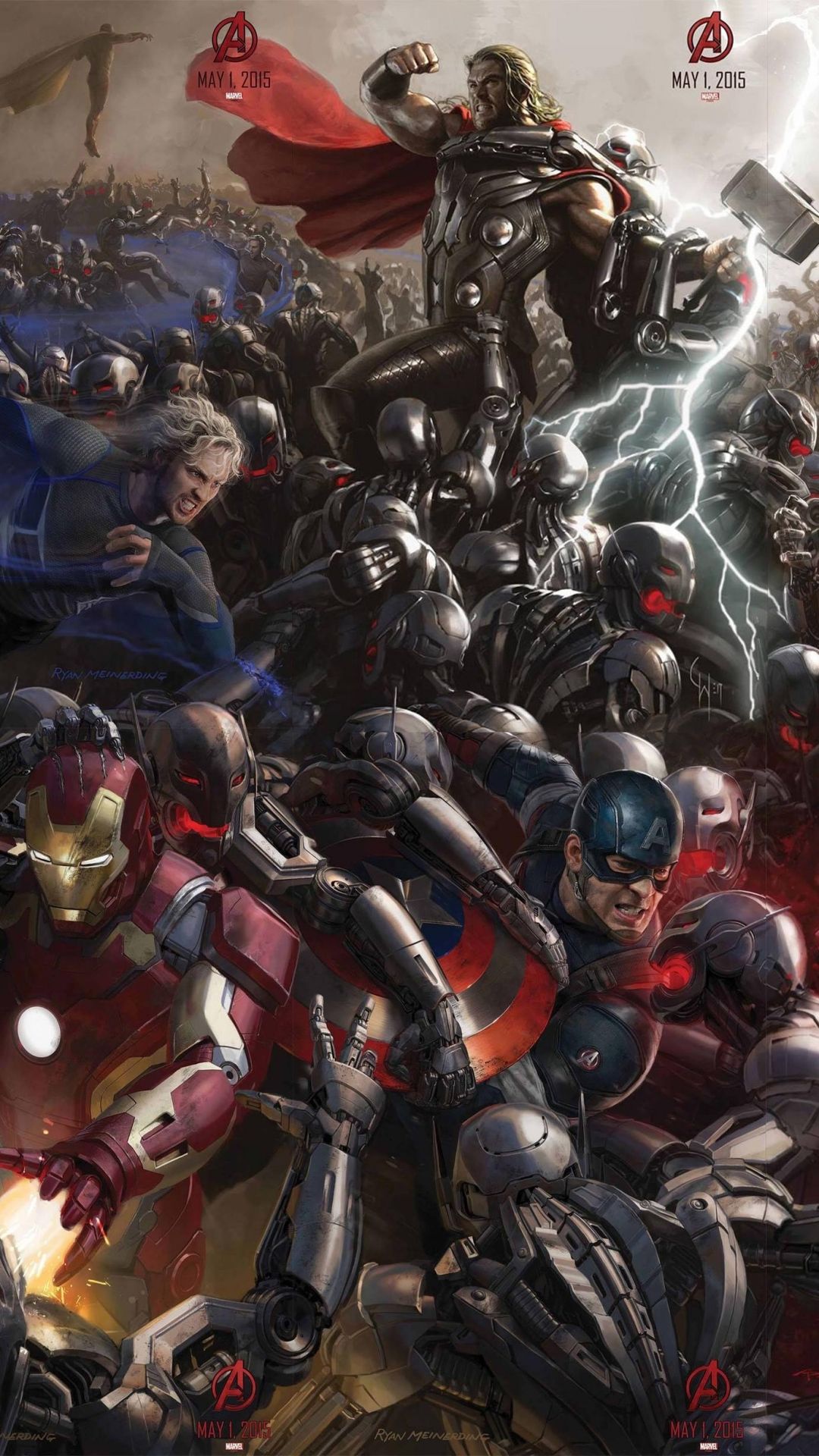 Avengers battaglia contro robot, 1080x1920 Verticale, iPhone Pro