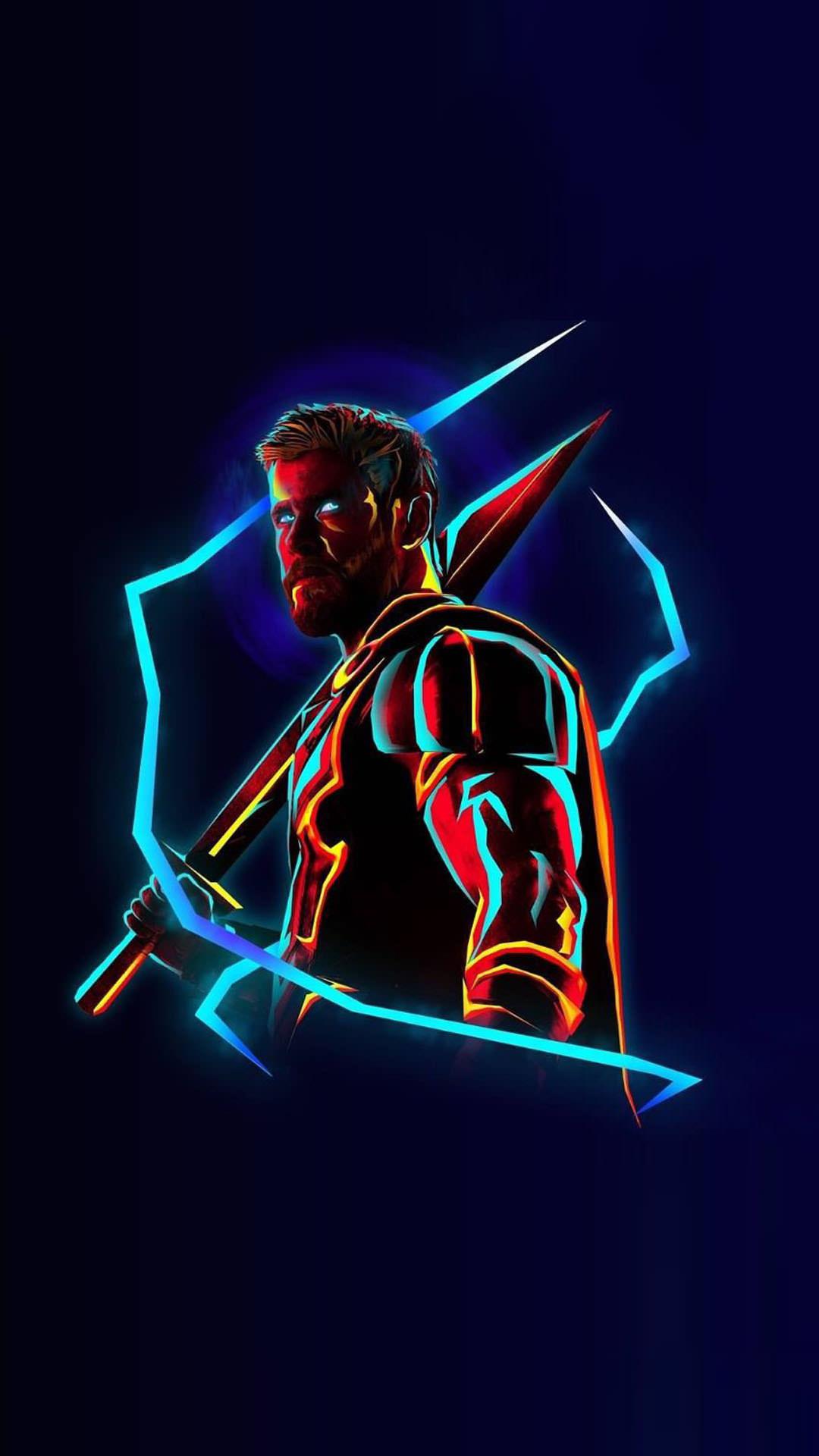 Thor stilizzato neon blu, 1080x1920 Full HD Verticale, iPhone Pro