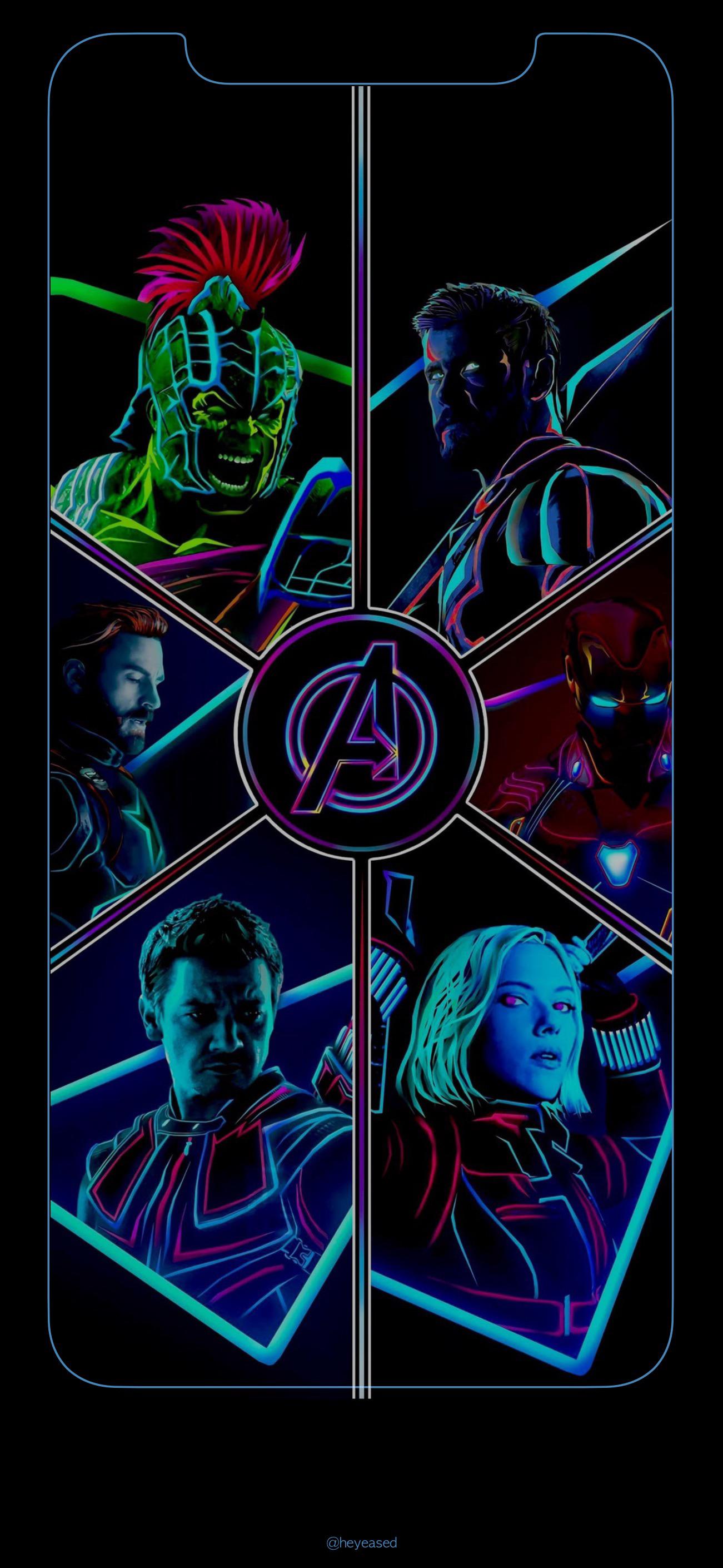 Avengers personaggi neon Marvel, 1301x2820 Full HD Verticale, iPhone
