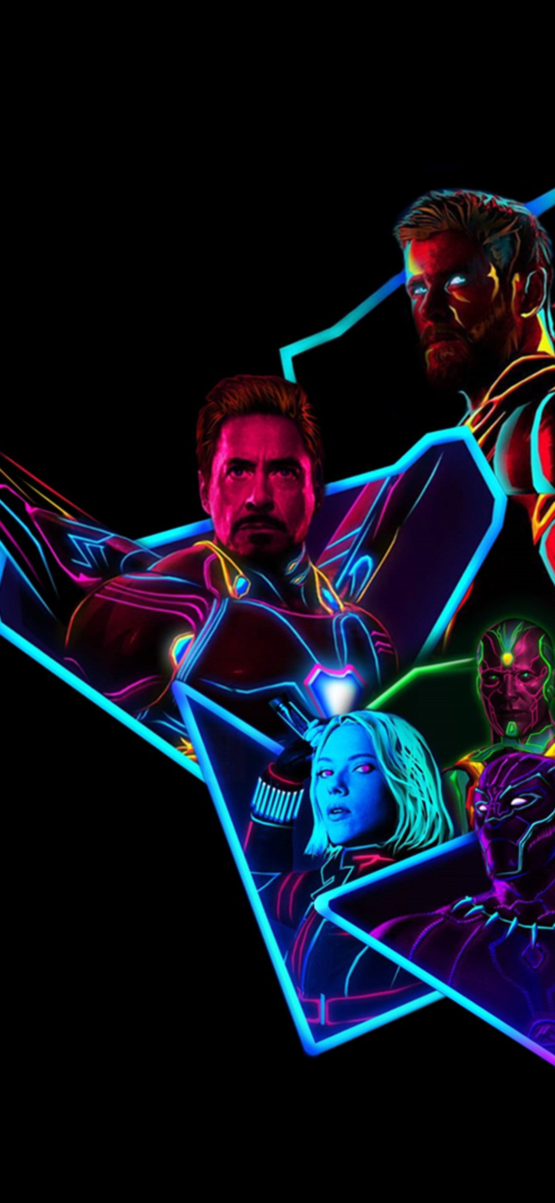 Avengers eroi neon geometrico, 1125x2436 Verticale, iPhone Pro Max