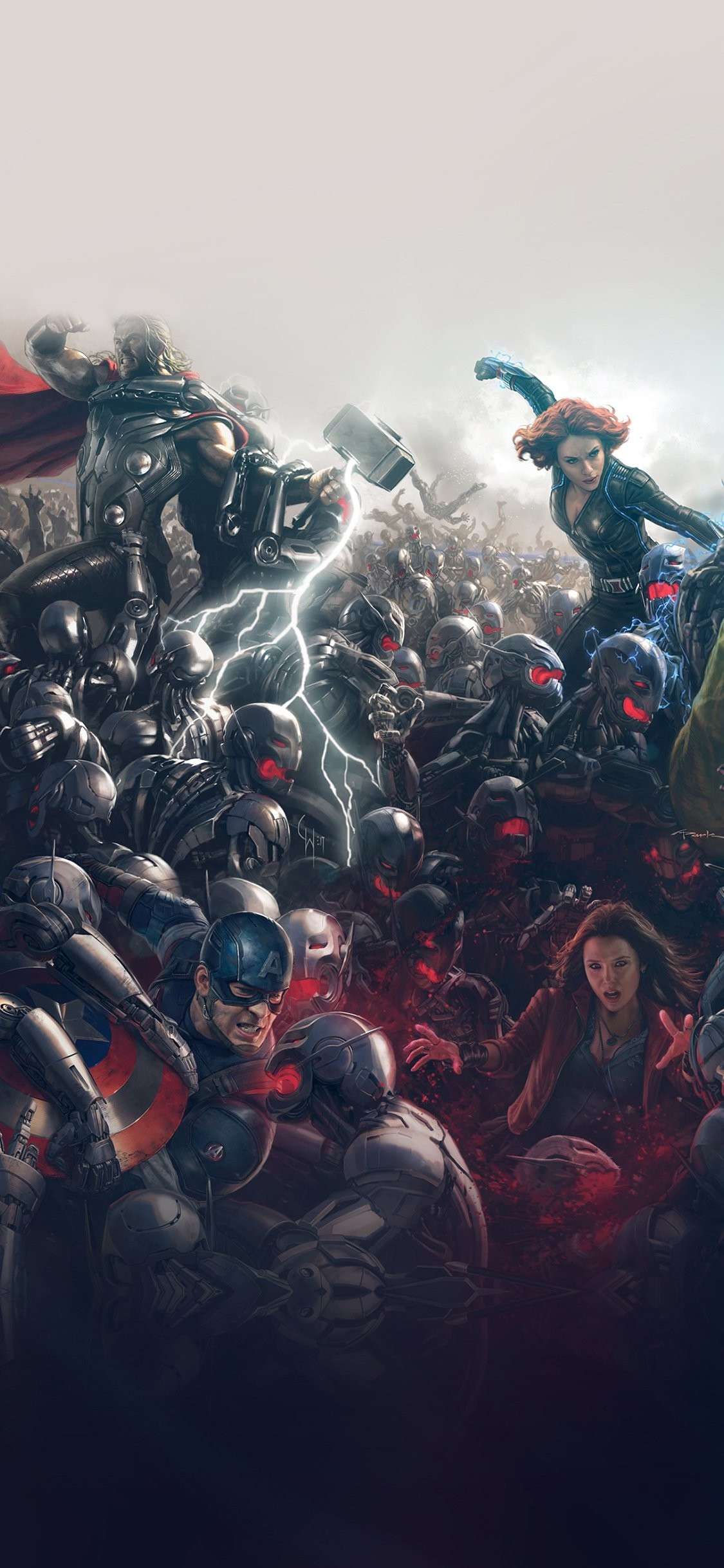 Avengers battaglia contro robot, 1125x2436 Verticale, iPhone Plus