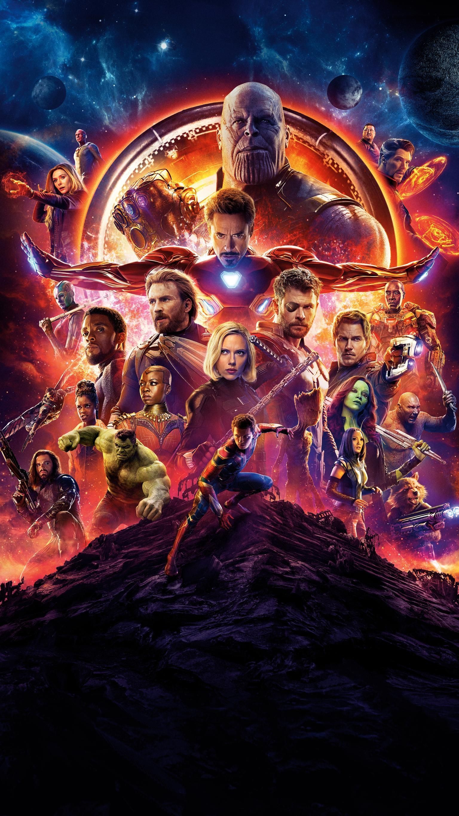 Poster Avengers Infinity War personaggi, Marvel, 1536x2732 Verticale, Mobile