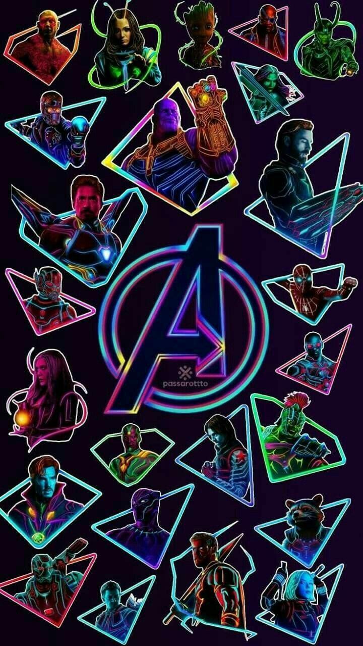 Avengers icone neon triangoli, 720x1279 Verticale, Mobile