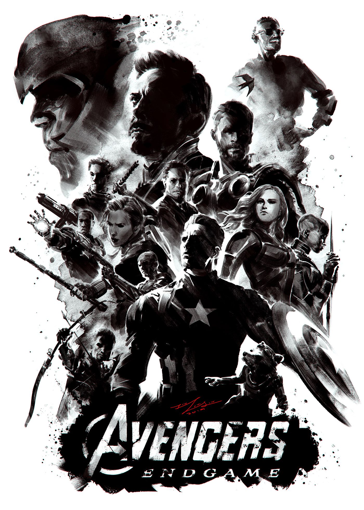Avengers Endgame poster monocromatico, 1400x1960 Verticale, Mobile