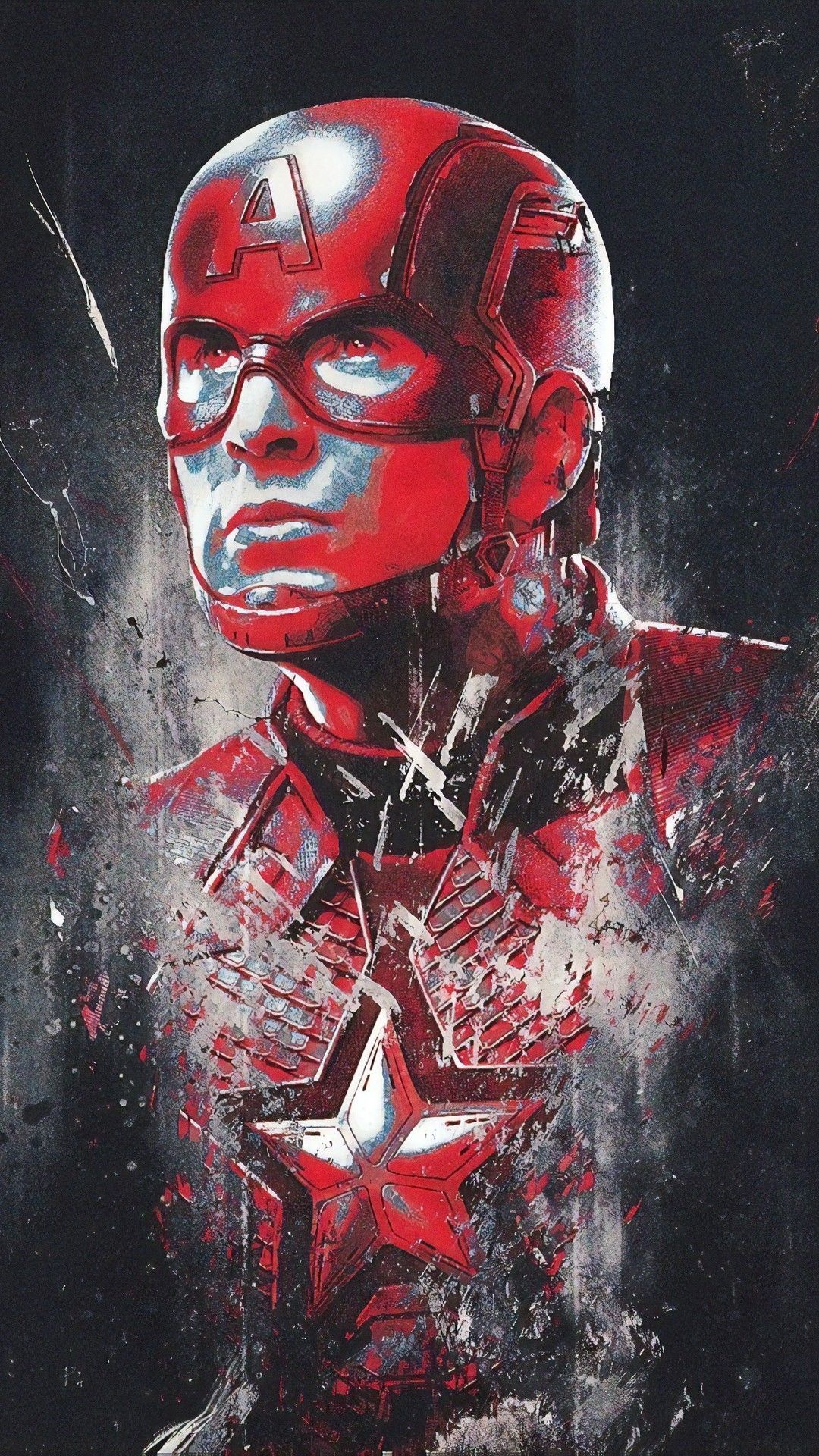 Captain America casco rosso grunge, Steve Rogers, 1080x1920 Verticale, Telefono