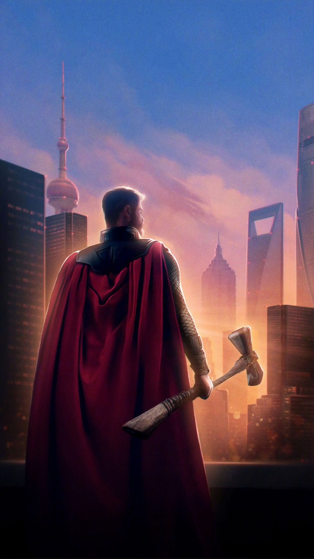 Thor mantello rosso città, 1080x1920 Verticale, Samsung Galaxy