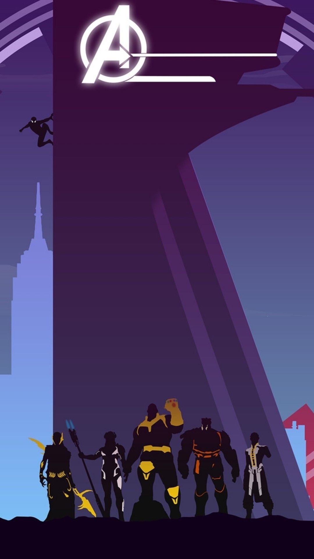 Avengers minimalista silhouette viola, 1080x1920 Verticale, Samsung Galaxy