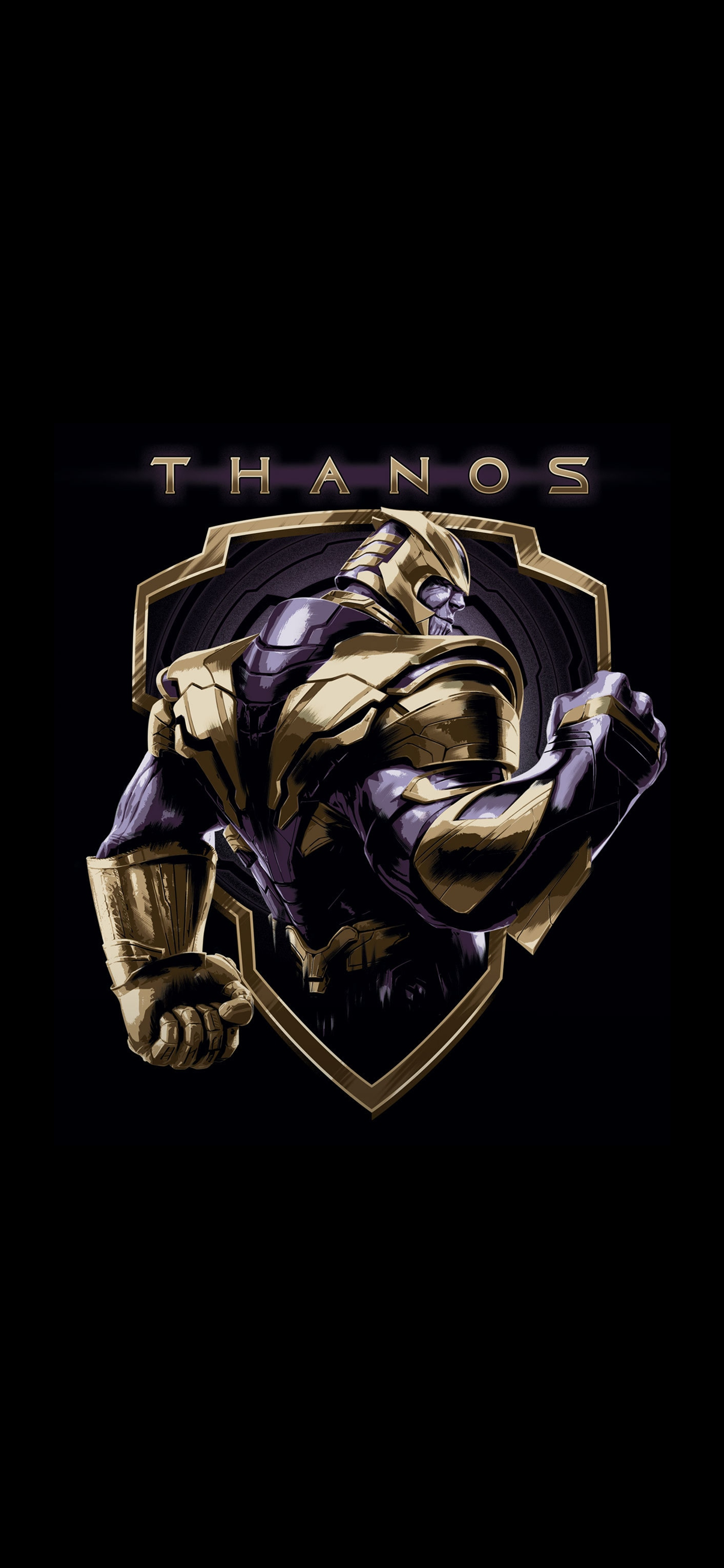 Thanos logo scudo dorato, 1205x2609 Full HD Verticale, iPhone