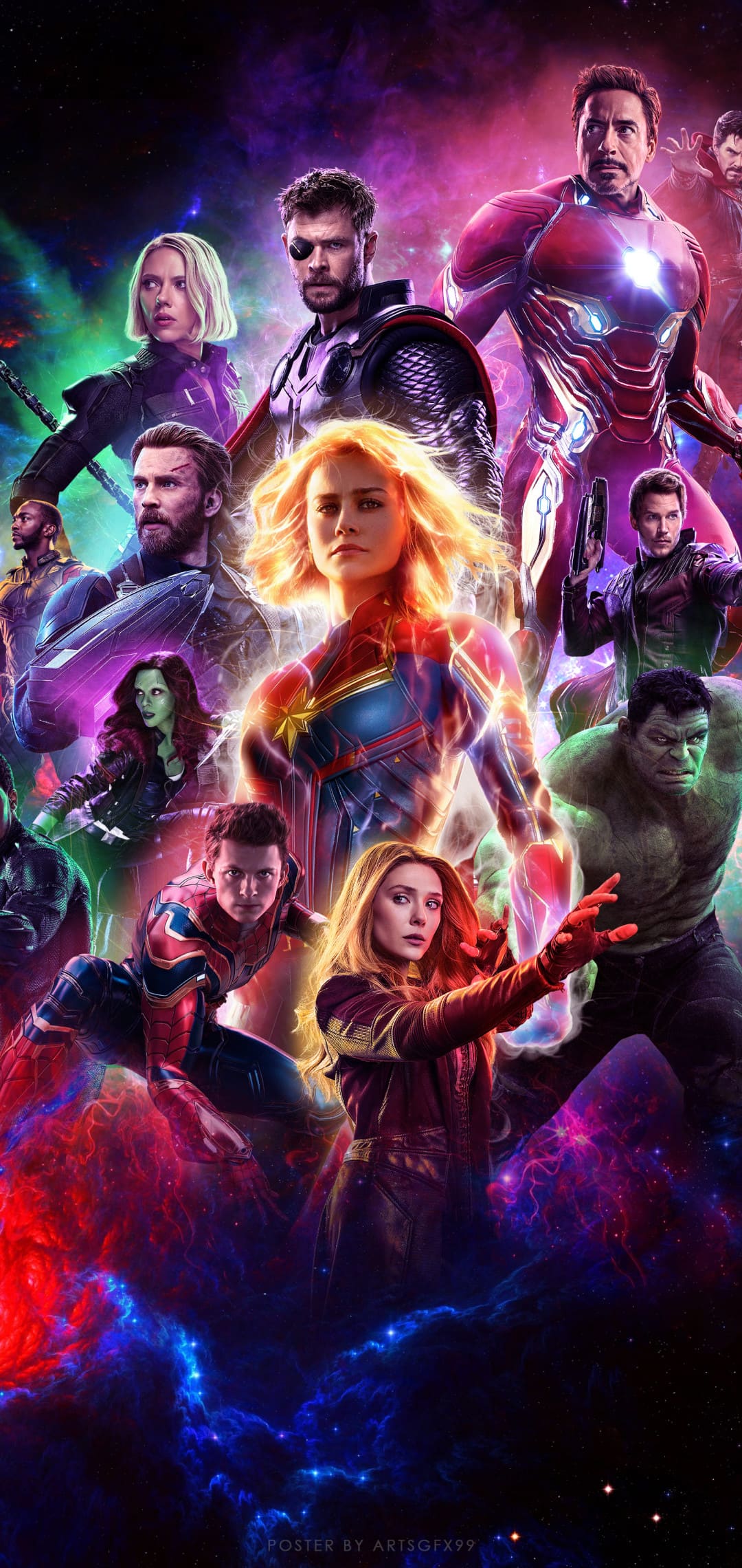 Personaggi Avengers Endgame collage, 1080x2280 Full HD Verticale, Smartphone